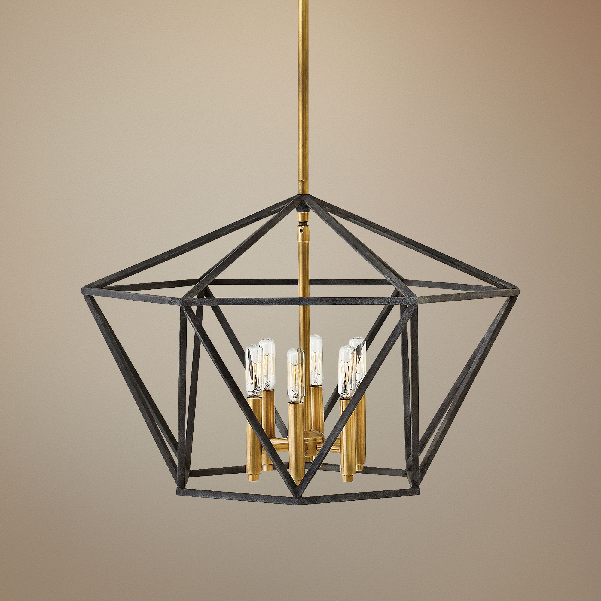 Hinkley Theory 24.3" Wide Black and Brass Geometric Modern Chandelier