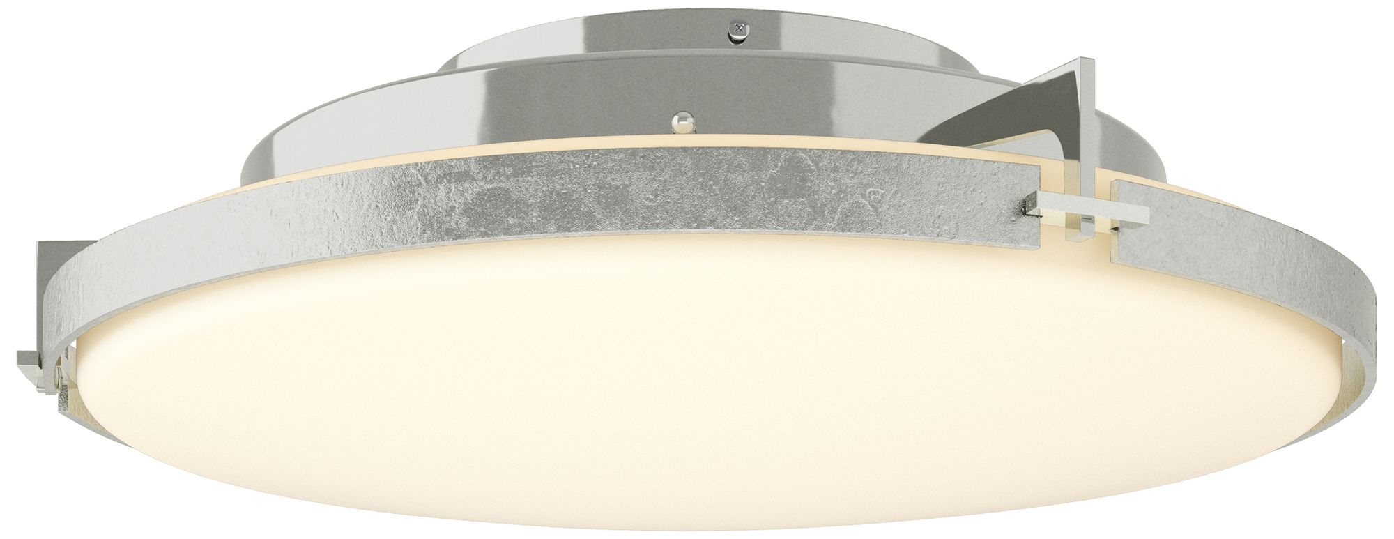 Metra 24.3" Wide Sterling Flush Mount With Opal Glass Shade