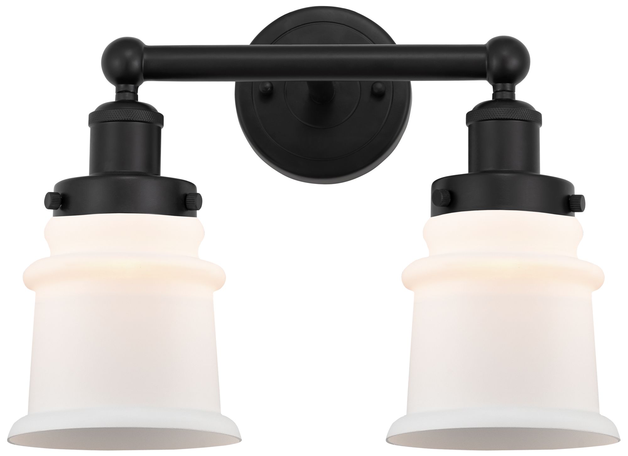 Canton 14" 2-Light Matte Black Bath Light w/ Matte White Shade