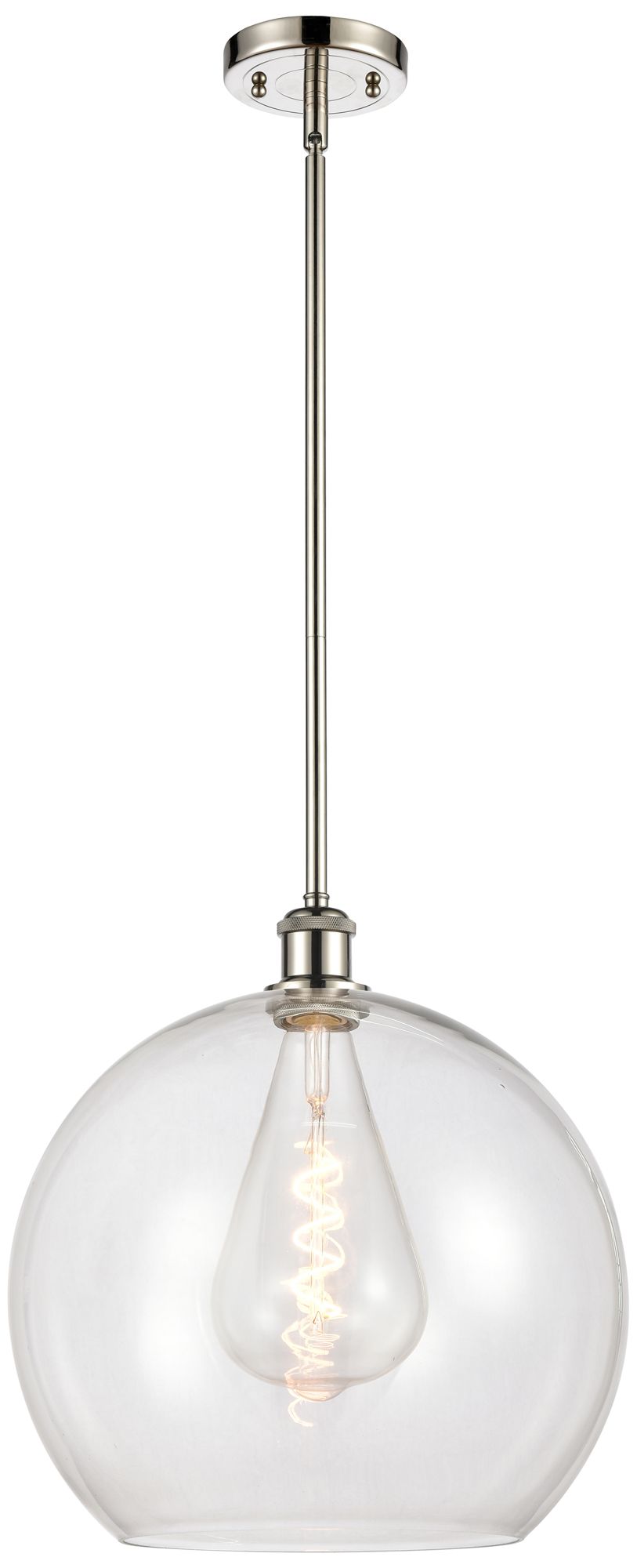 Athens 14" Polished Nickel LED Pendant With Clear Shade