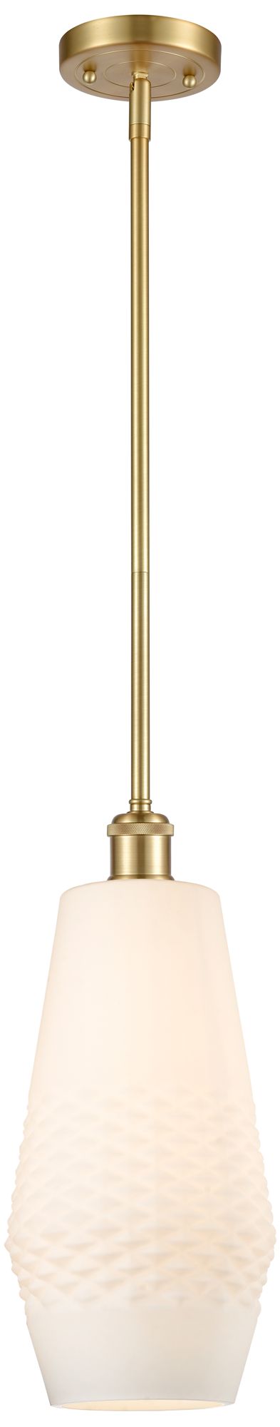 Windham 7" Mini Pendant - Satin Gold - White Shade