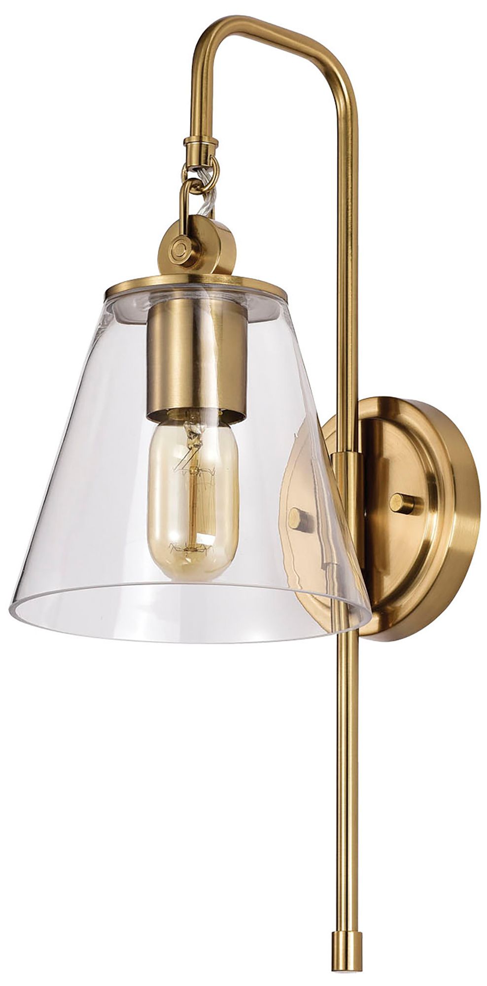 Dover; 1 Light; Wall Sconce; Vintage Brass with Clear Glass