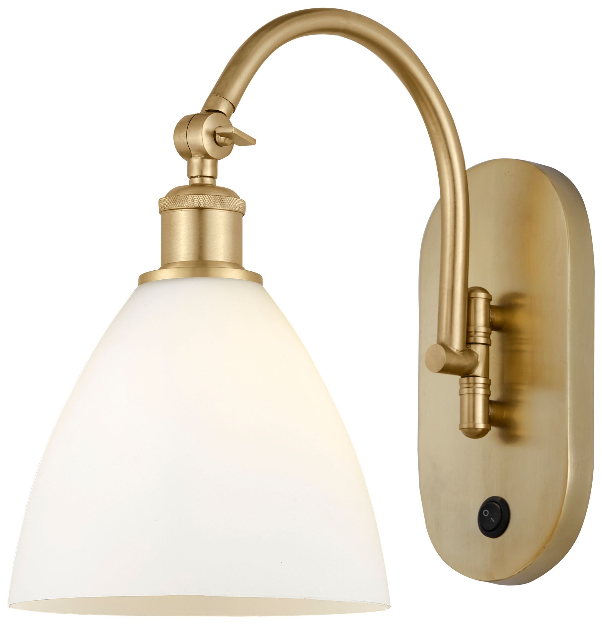 Ballston Bristol Glass 8" Incandescent Sconce - Gold Finish - White Sh