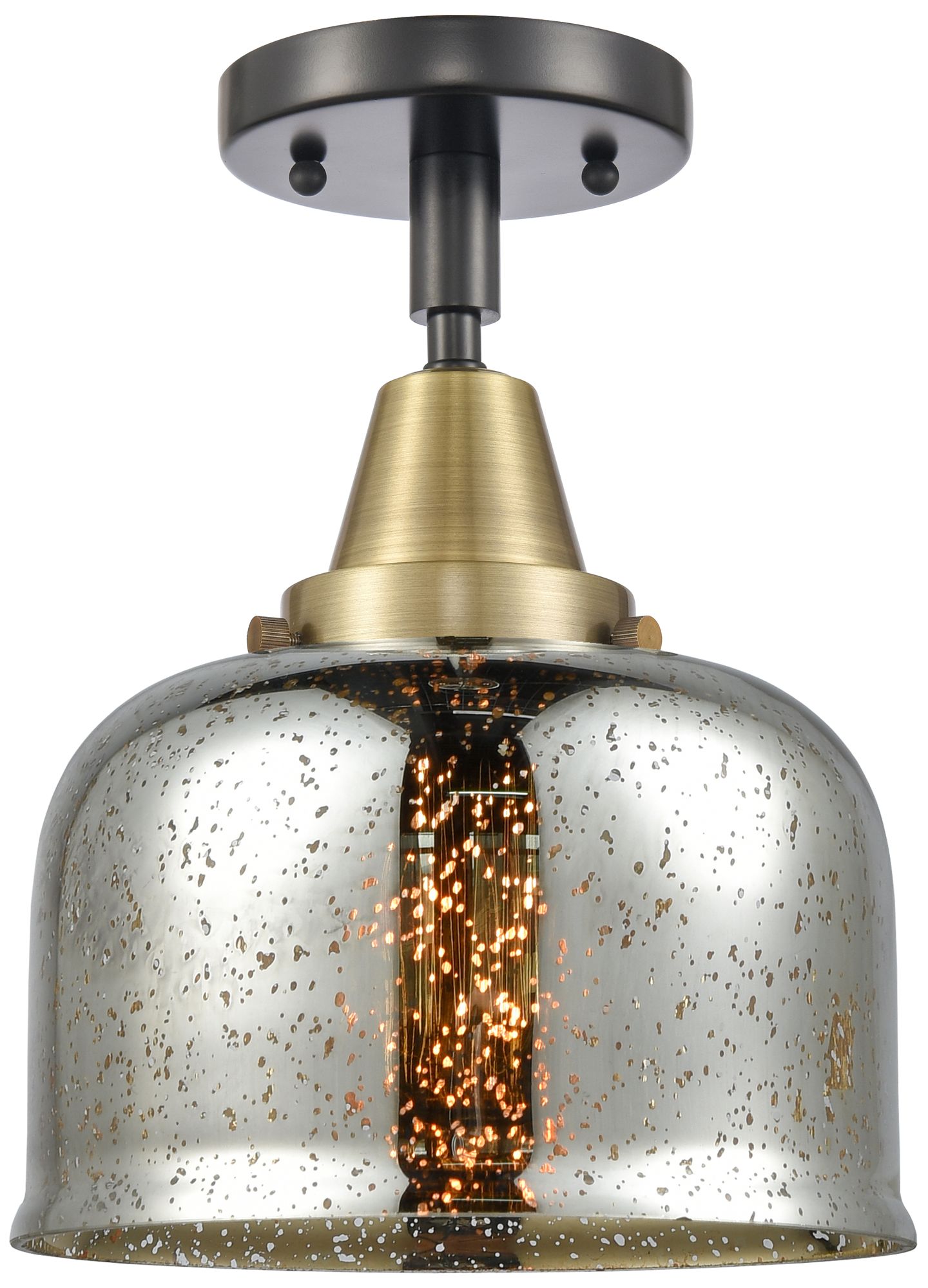 Caden Bell 8" LED Flush Mount - Black Antique Brass - Silver Mercury S