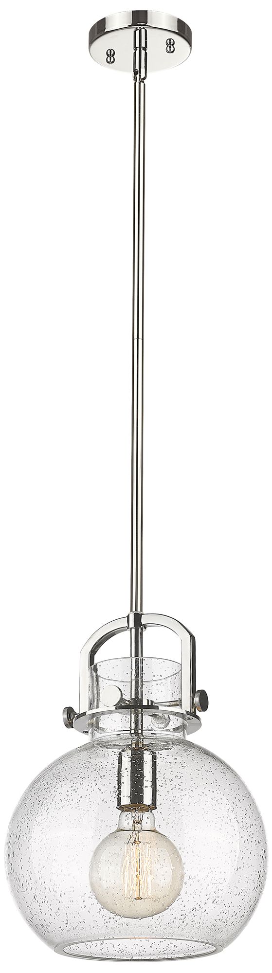 Newton Sphere 10" Wide Stem Hung Polished Nickel Pendant With Seedy Sh