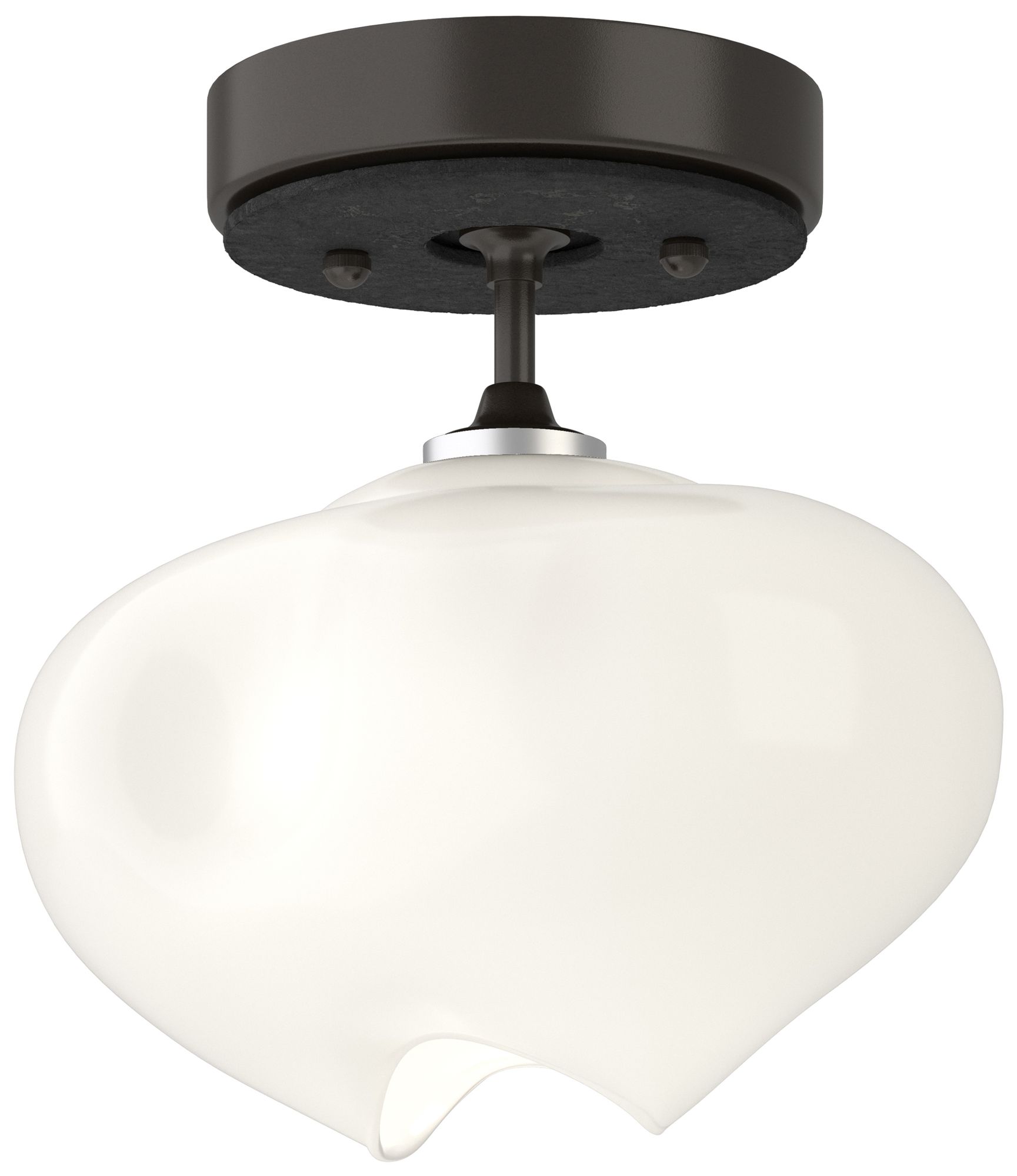 Ume 6.3"W Black Accented Oil Rubbed Bronze Semi-Flush With Frosted Gla