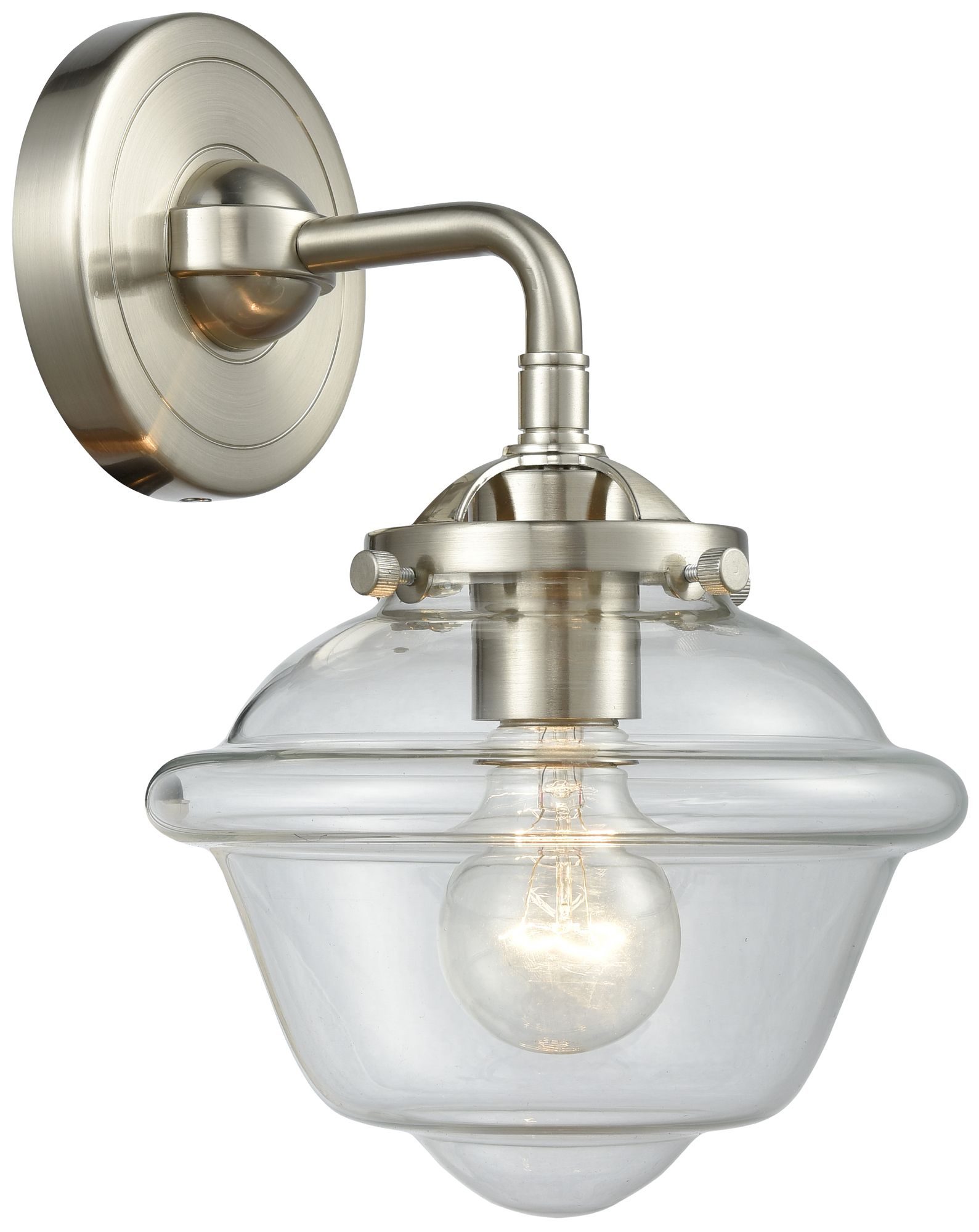 Nouveau Oxford 9" High Brushed Satin Nickel Sconce w/ Clear Shade