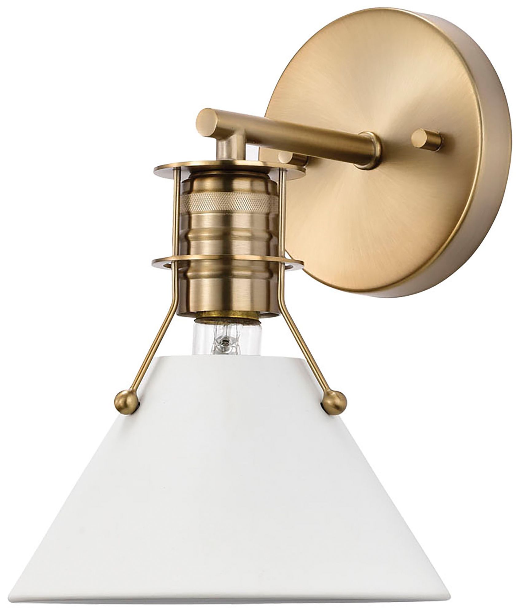 Outpost; 1 Light; Wall Sconce; Matte White with Burnished Brass