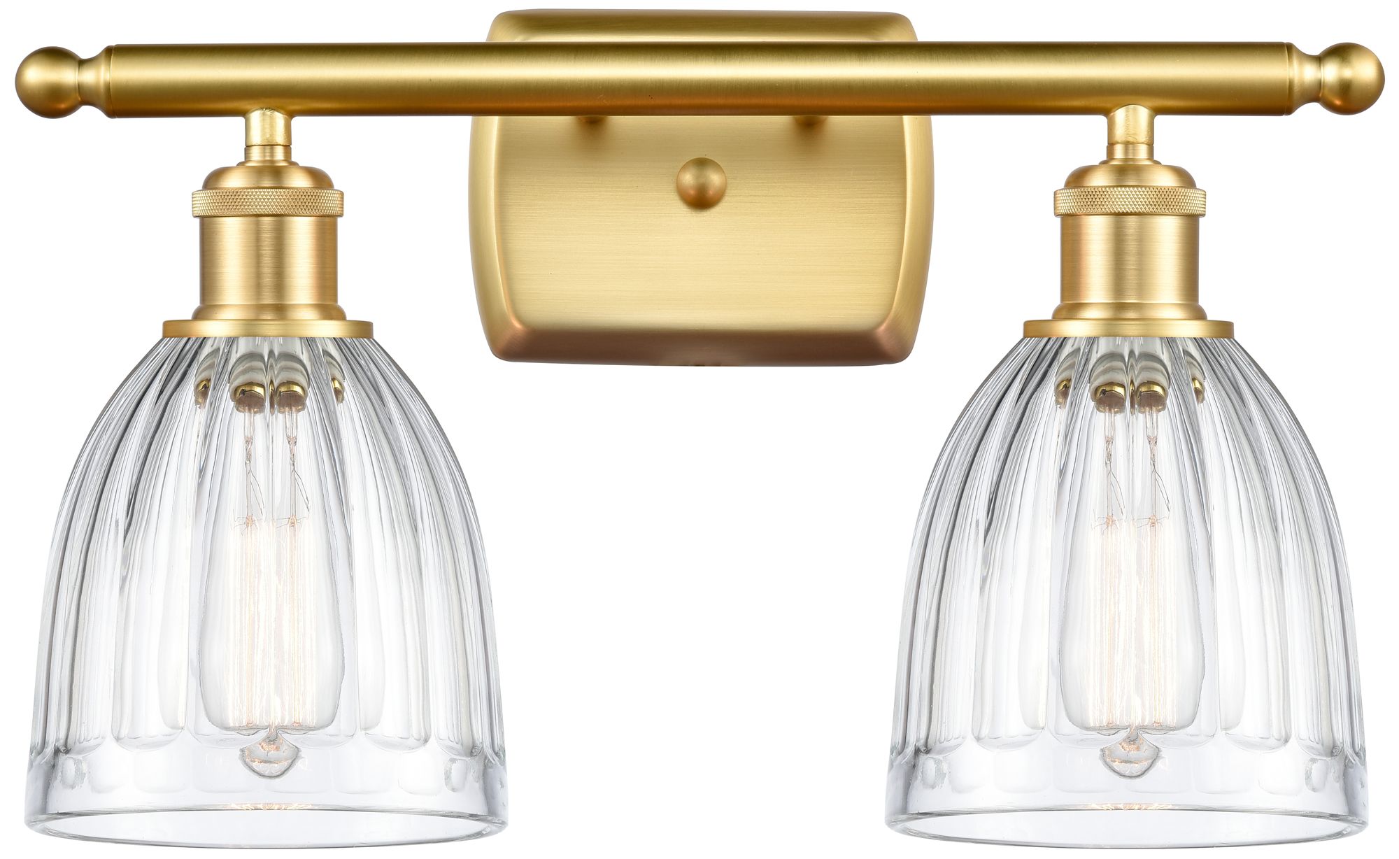 Brookfield 16" Wide 2 Light Satin Gold Bath Vanity Light w/ Clear Shad