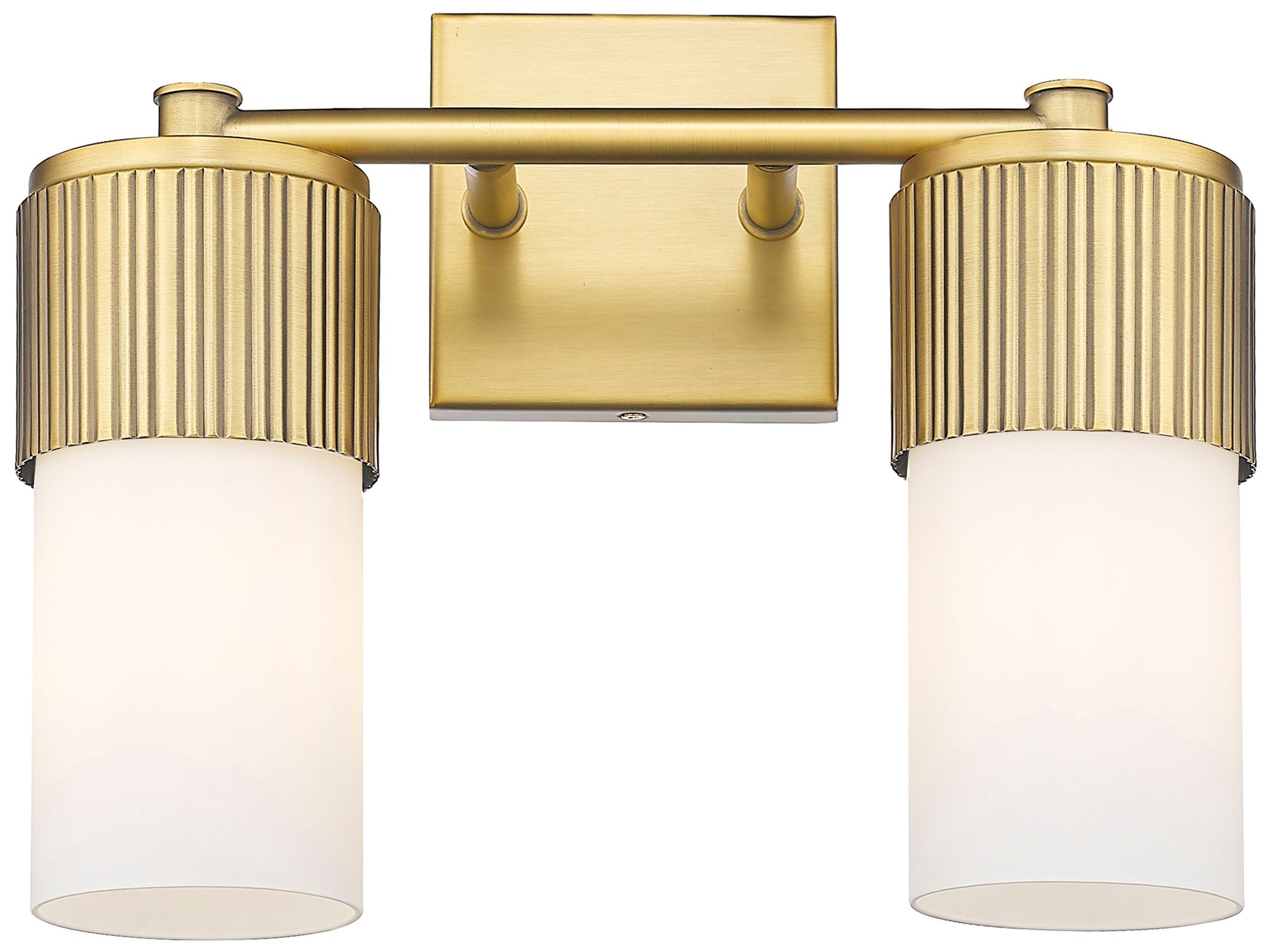 Bolivar 9.5" High 2 Light Brushed Brass Sconce With Matte White Glass