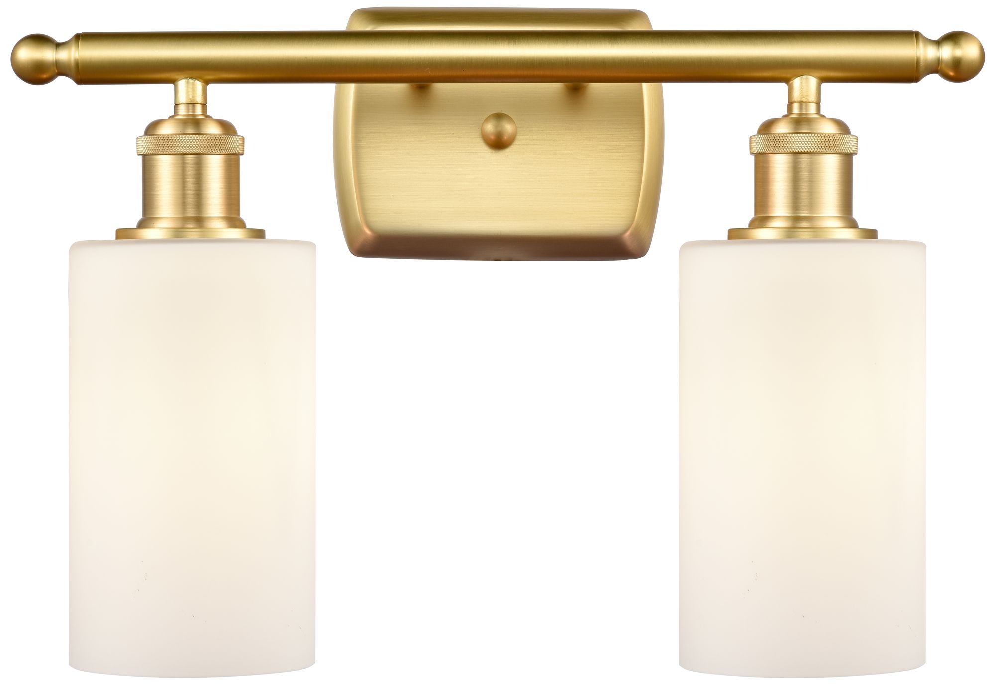 Clymer 16" Wide 2 Light Satin Gold Bath Vanity Light w/ Matte White Sh