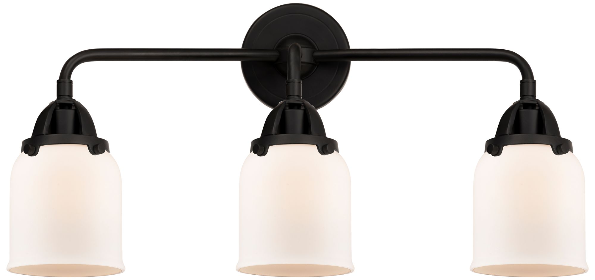 Nouveau 2 Bell 5" 3 Light 23" Bath Light - Matte Black - Matte Wh