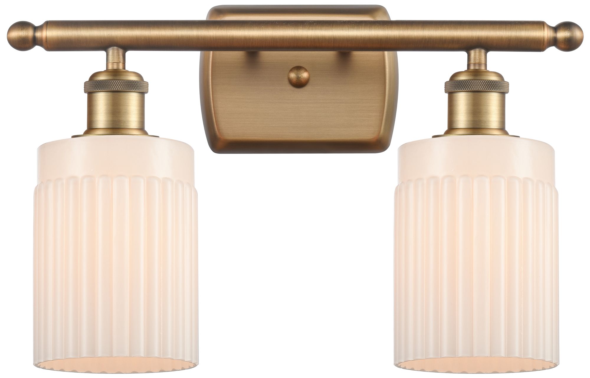 Hadley 16" Wide 2 Light Brushed Brass Bath Vanity Light w/ White Shade