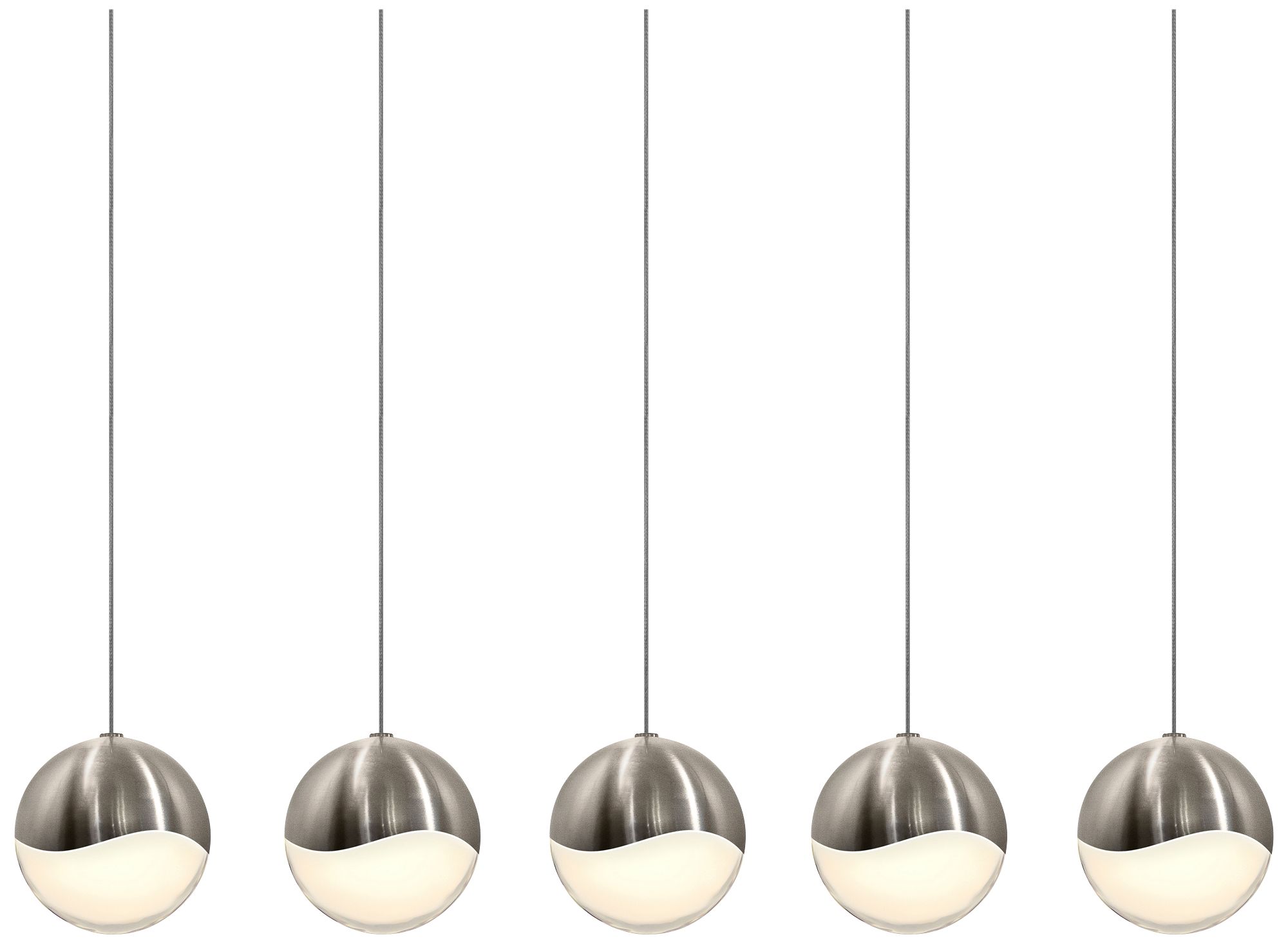 Grapes 37.75" Wide 5.Light Satin Nickel Large LED Pendant