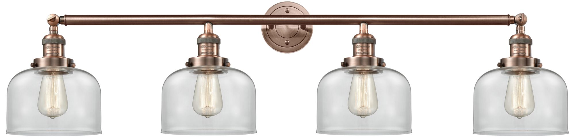 Bell 4 Light 44" LED Bath Light - Antique Copper - Clear Shade