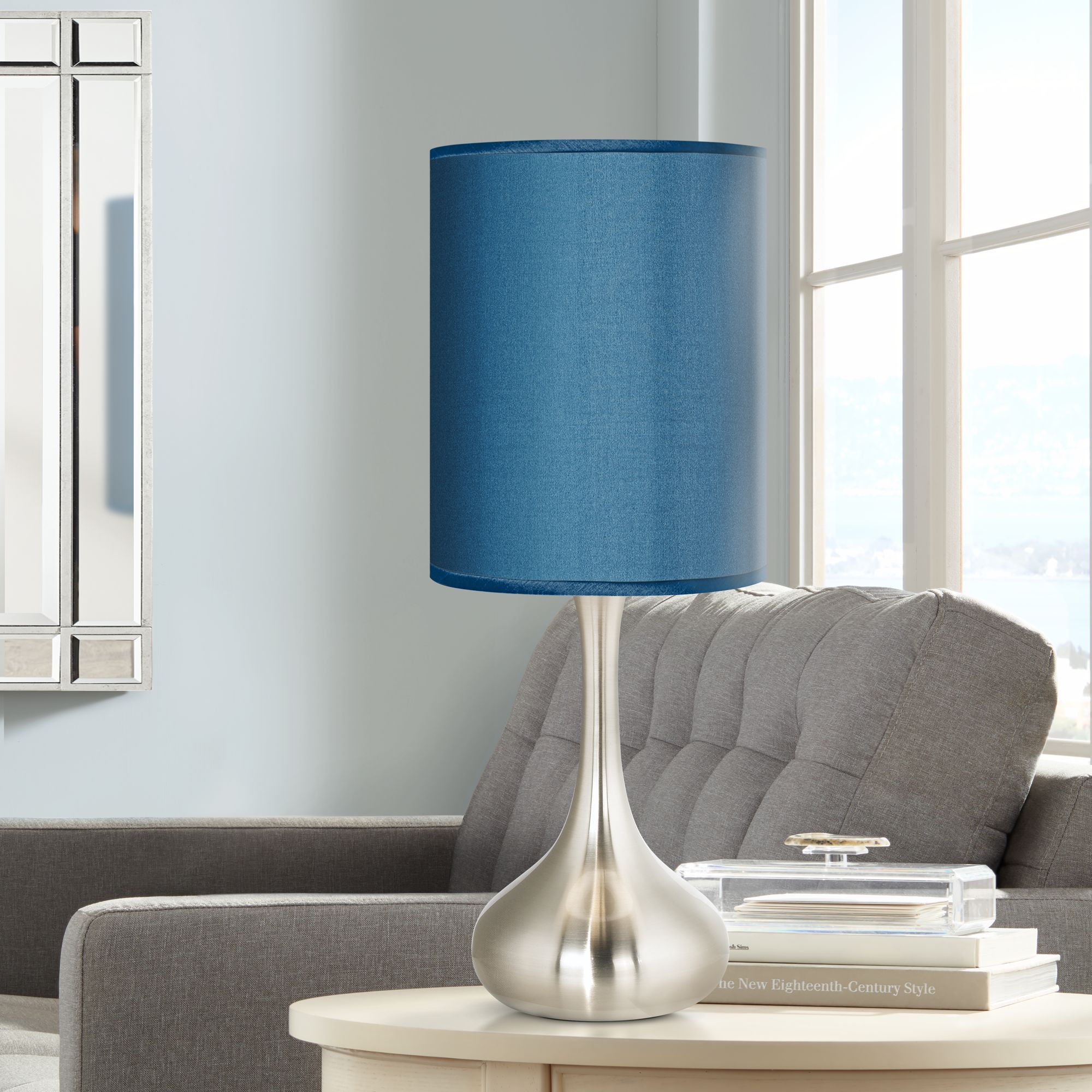 Possini Euro Blue Faux Silk 23 1/2" High Droplet Table Lamp