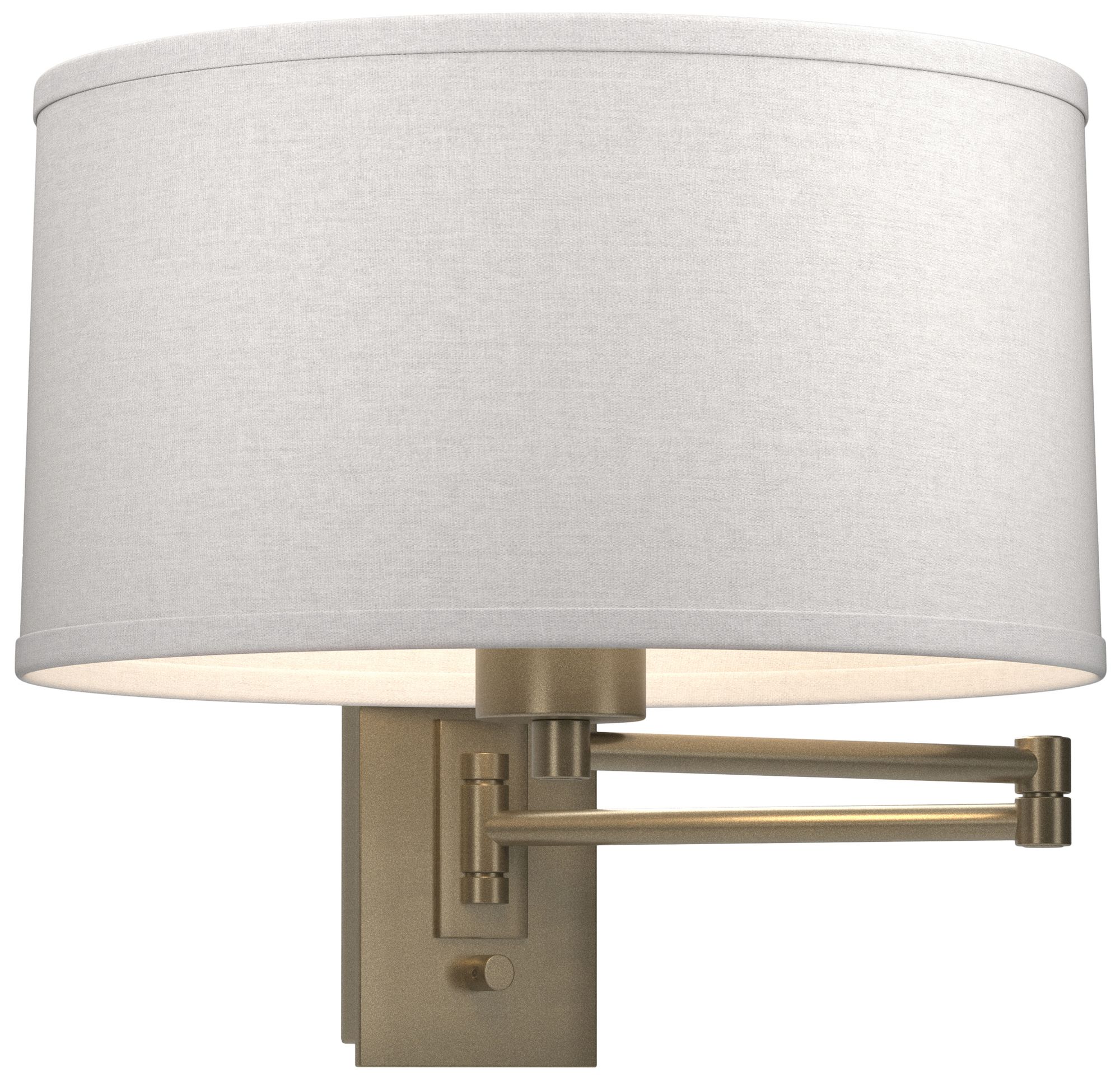 Simple 11" High Soft Gold Swing Arm Sconce With Light Grey Shade