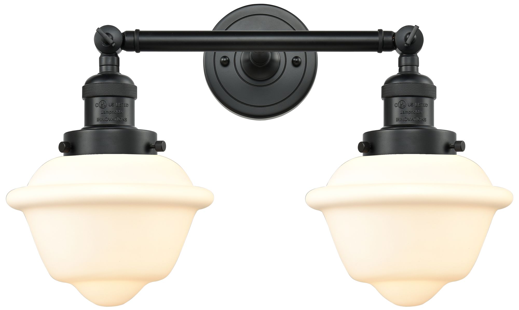 Oxford 2 Light 17" LED Bath Light - Matte Black - Matte White Shade