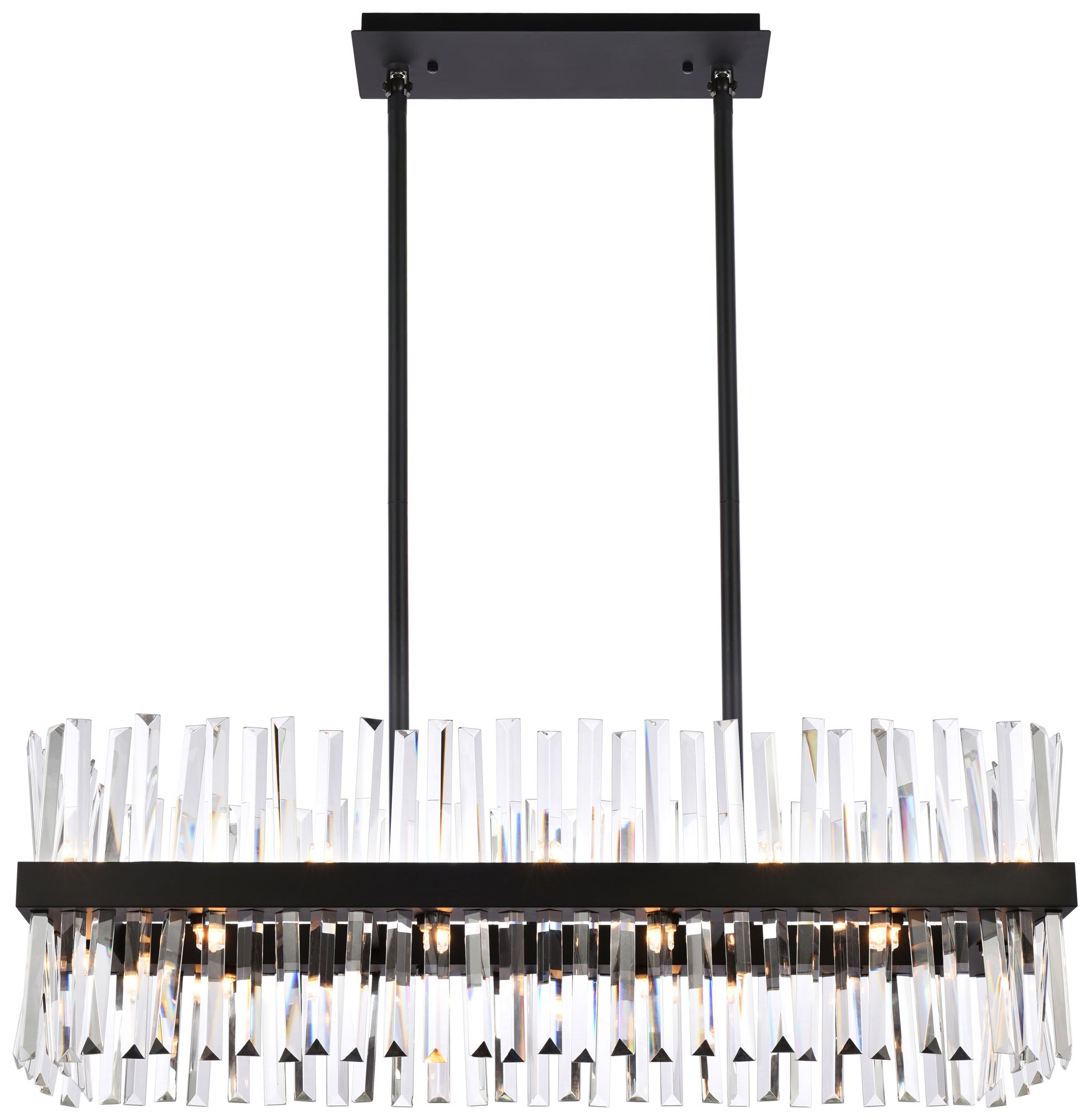 Serephina 36" Crystal Rectangle Chandelier Lt In Black