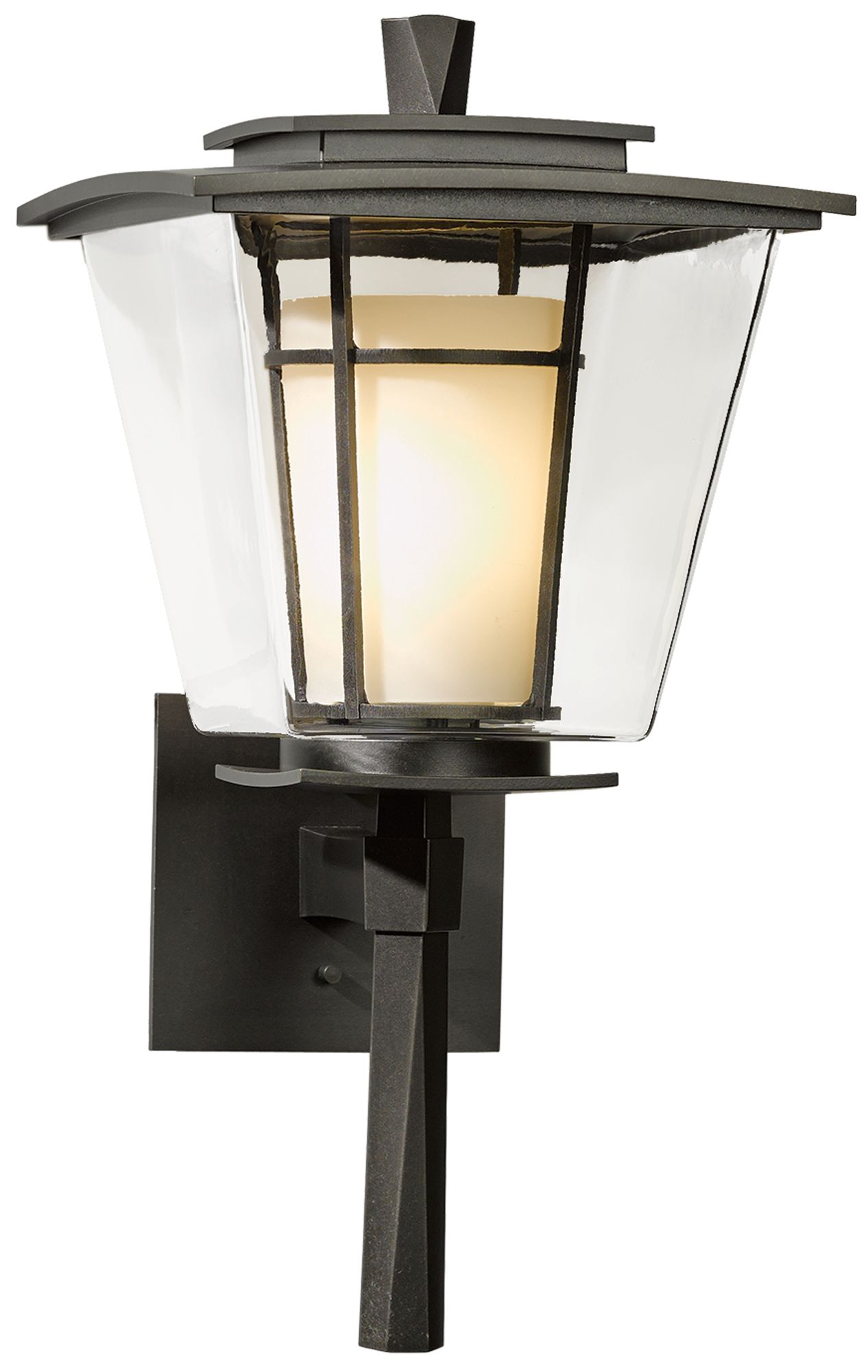 Beacon Hall Outdoor Sconce - Smoke Finish - Opal and Clear Glass