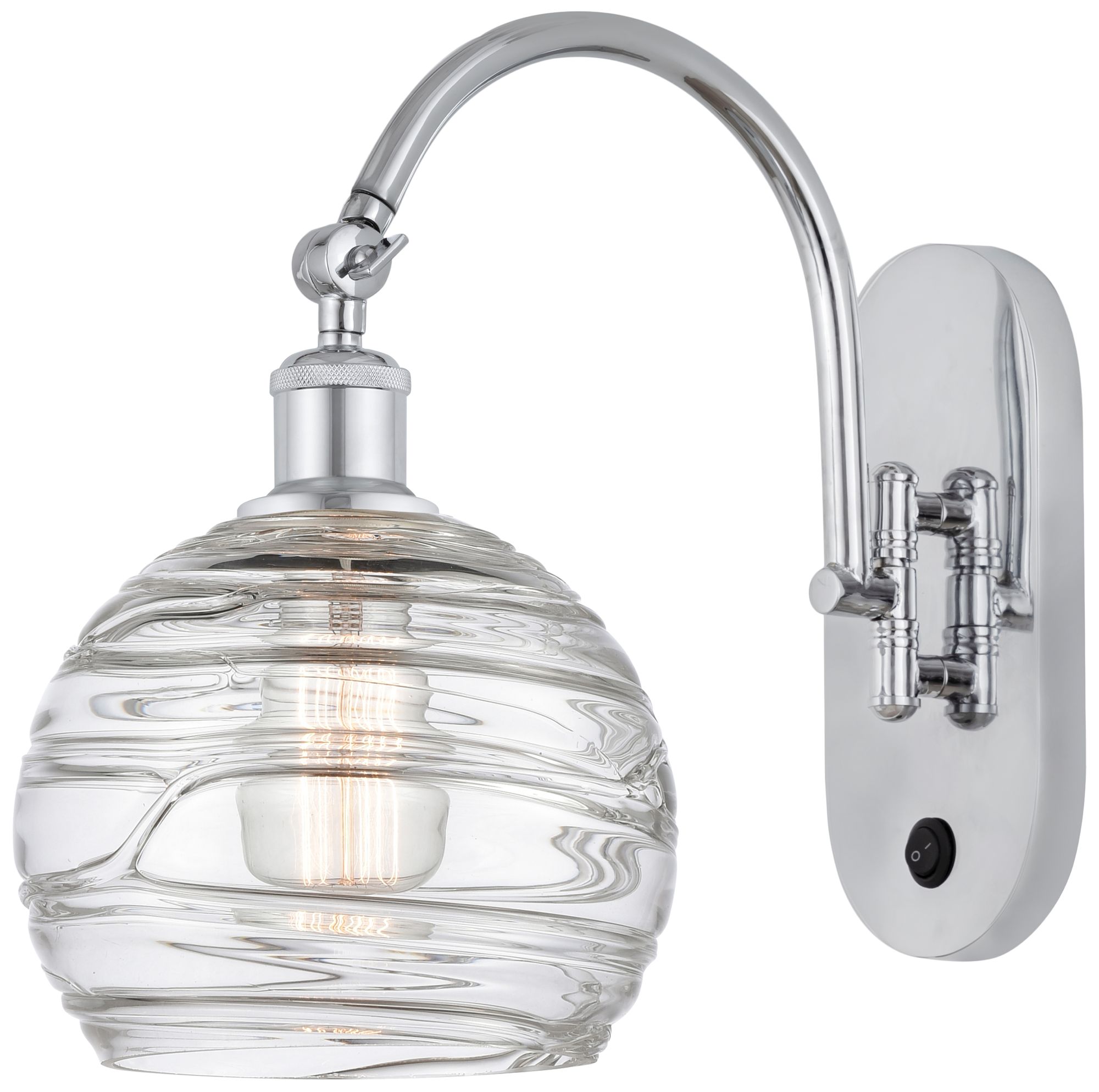 Ballston Athens Deco Swirl 8" Incandescent Sconce - Chrome - Swirl Sha