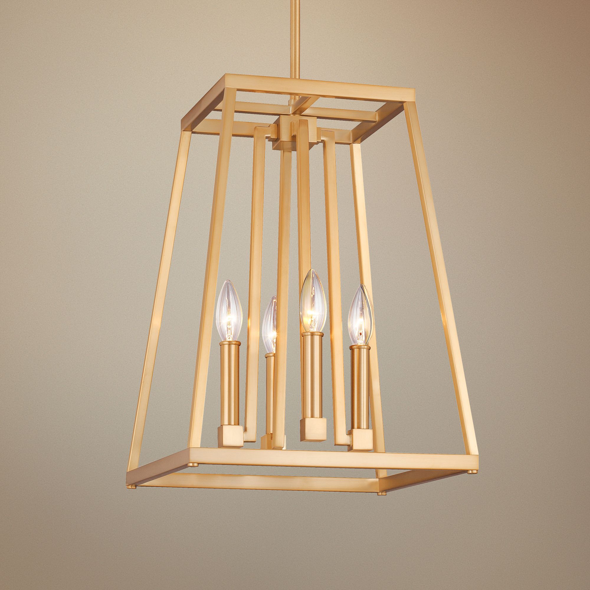 Conant 13" Wide Gilded Satin Brass Small 4-Light Pendant