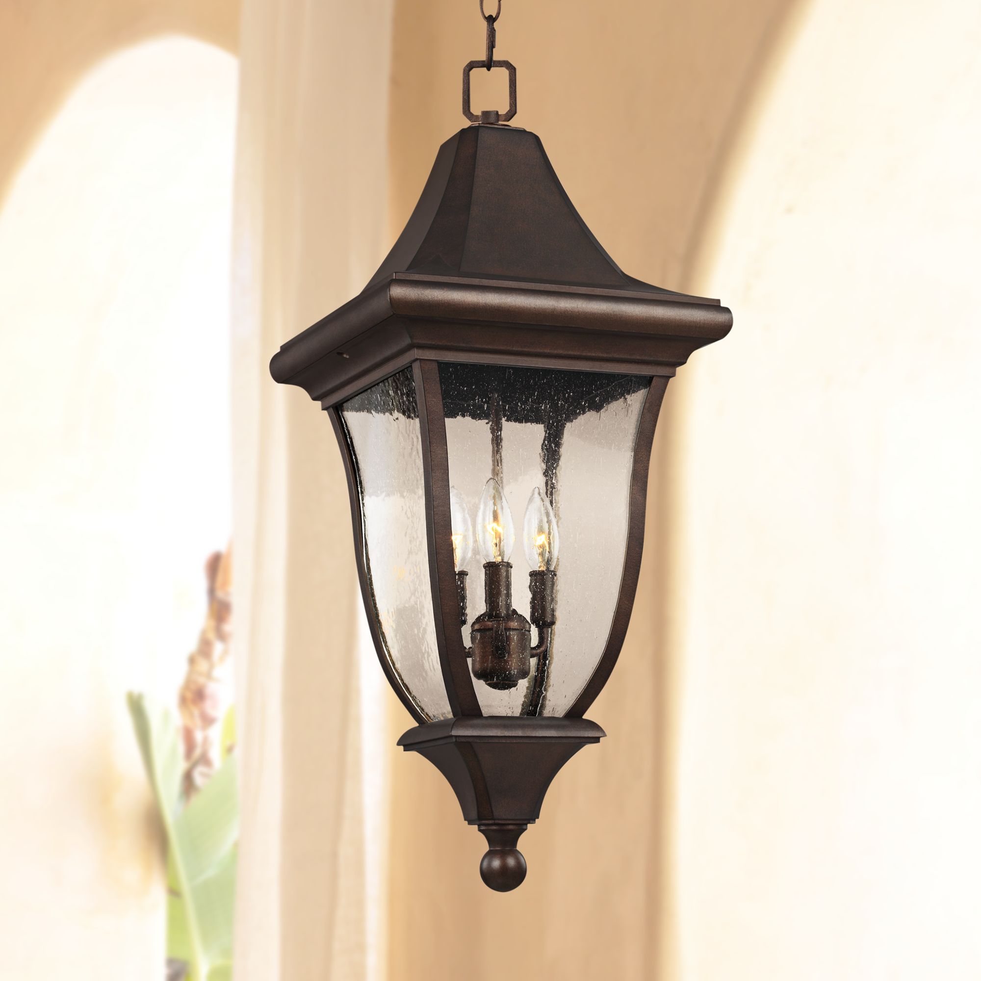 Oakmont 28 1/4"H Patina Bronze 3-Light Outdoor Hanging Light