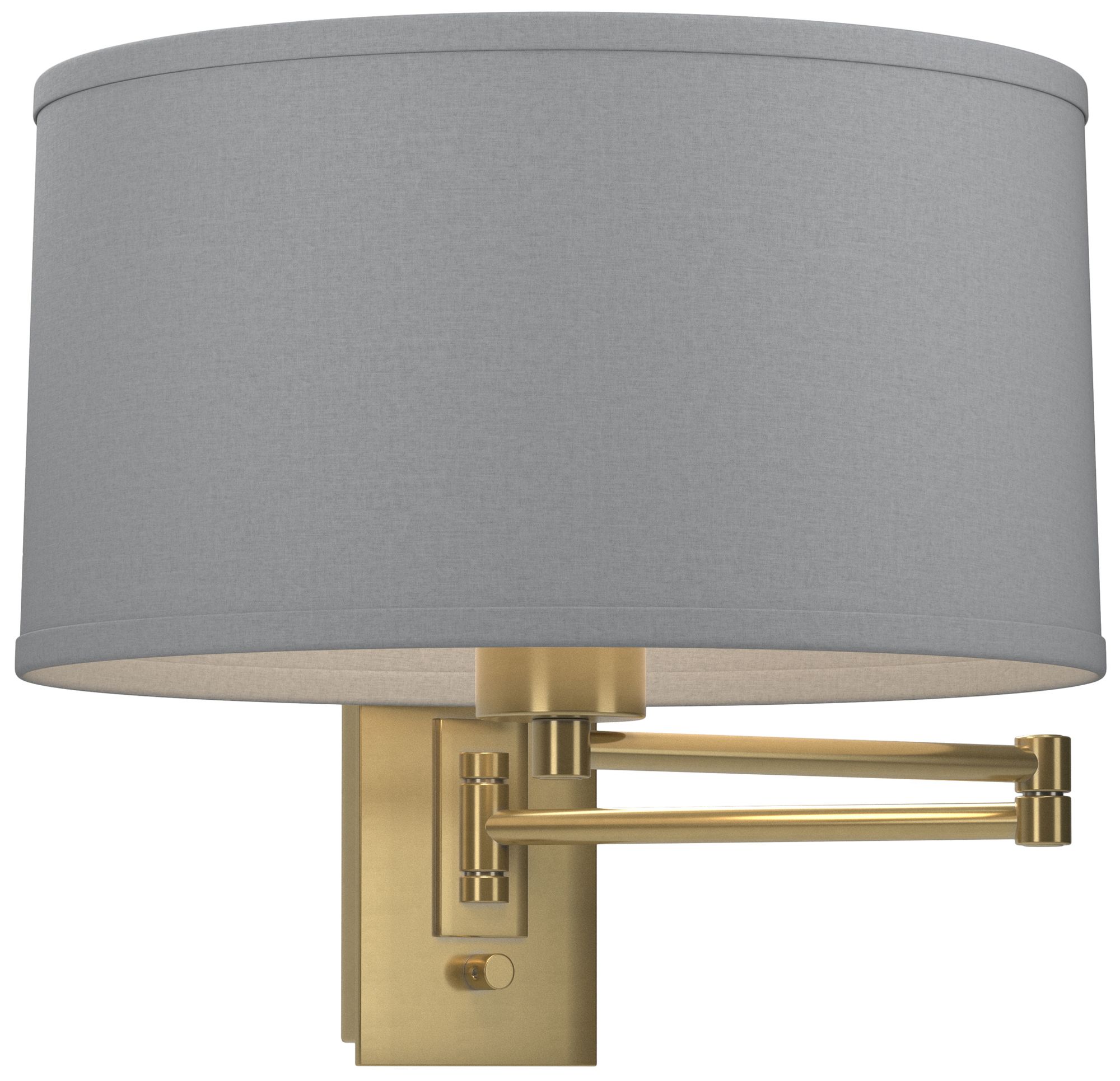 Simple 11" High Modern Brass Swing Arm Sconce With Medium Grey Shade