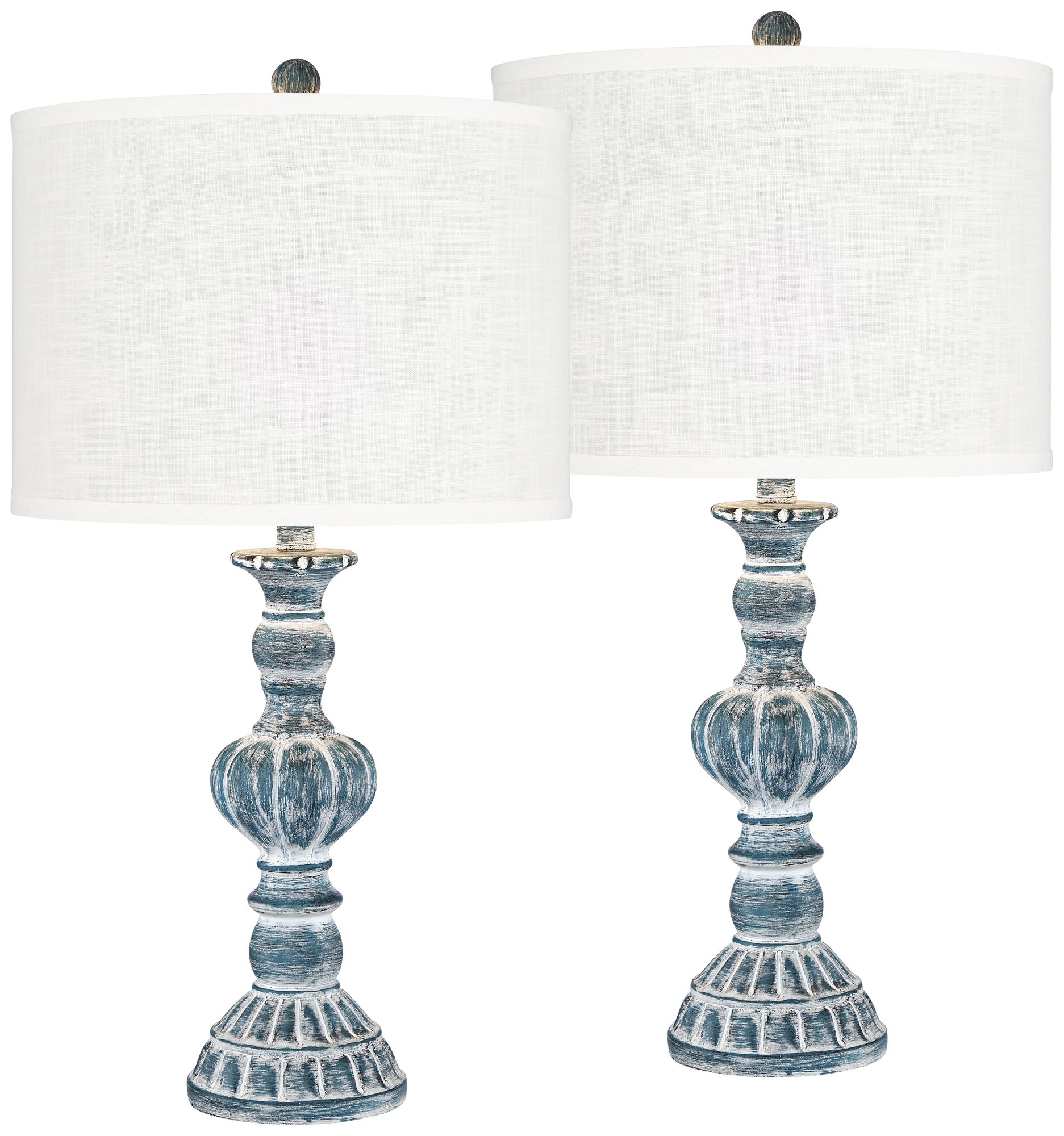 Tanya Blue Wash Table Lamps Set of 2 with Pure White Shade