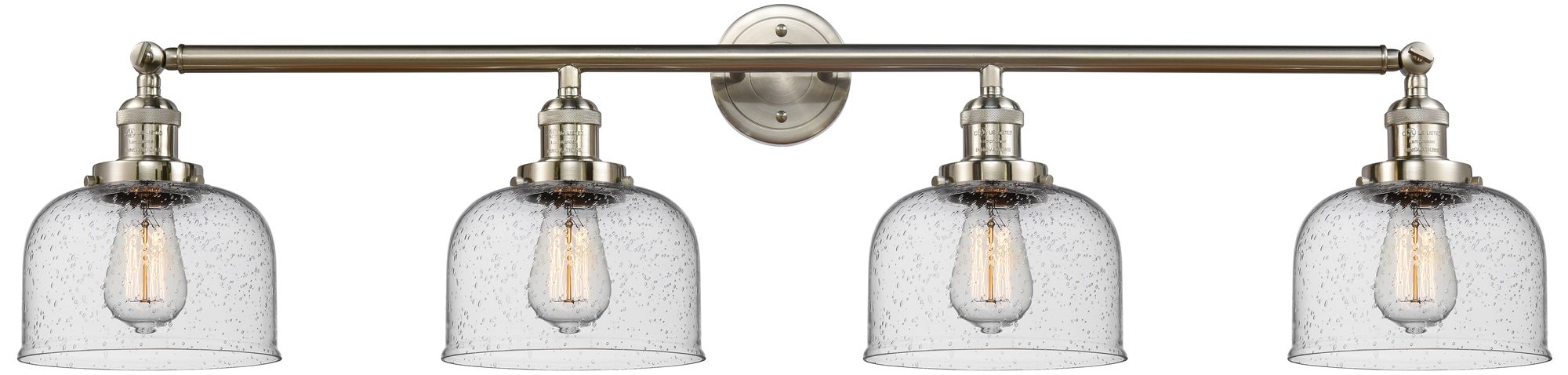 Bell 4 Light 44" LED Bath Light - Brushed Satin Nickel - Seedy Shade