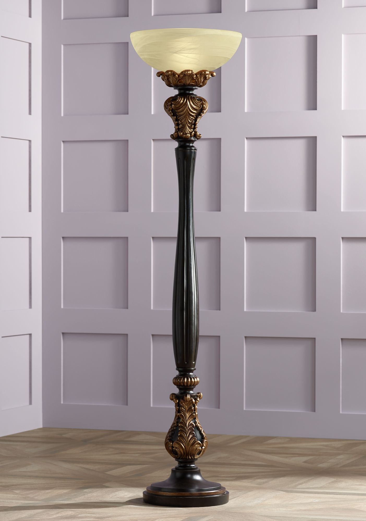 Rita Acanthus Leaf Torchiere Floor Lamp