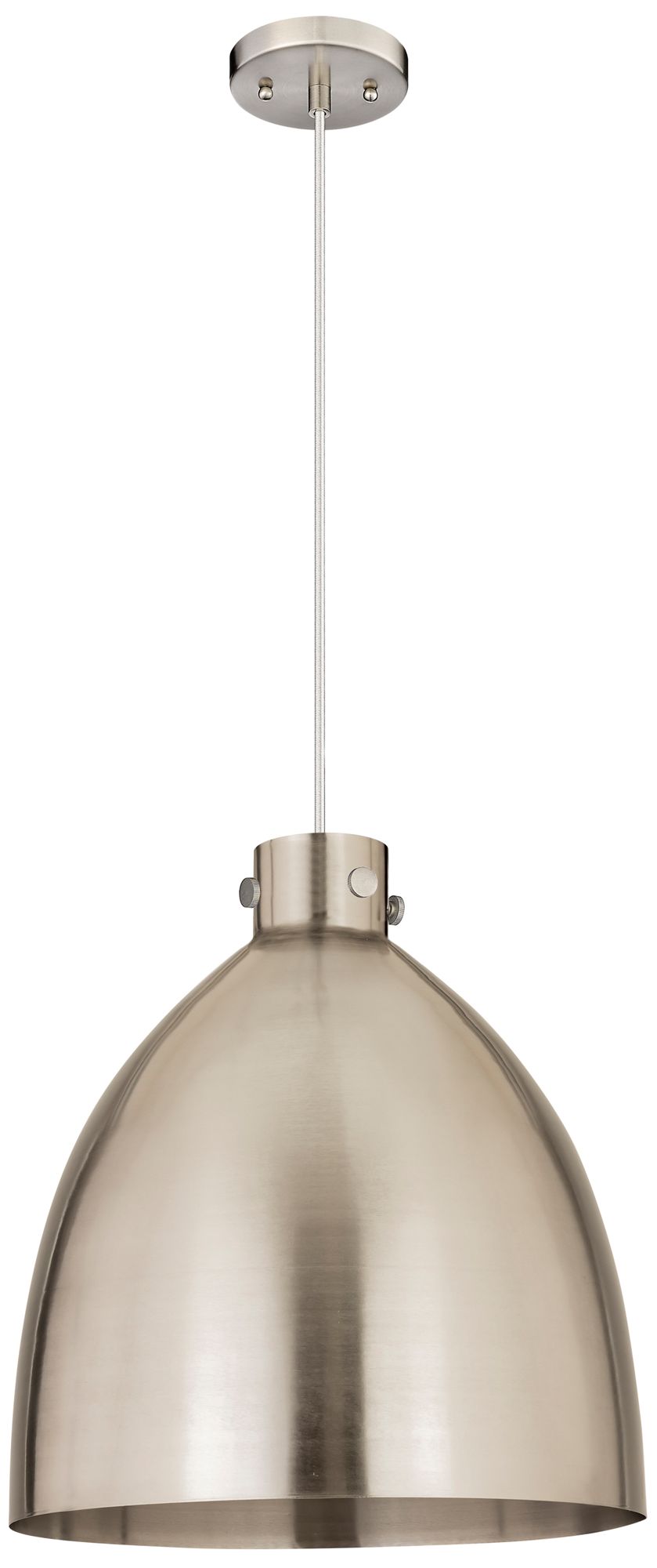 Newton Bell 18" Wide Satin Nickel Cord Hung Pendant With Satin Nickel