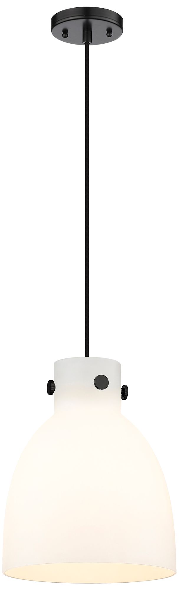 Newton Bell 10" Wide Matte Black Cord Hung Pendant With Matte White Sh