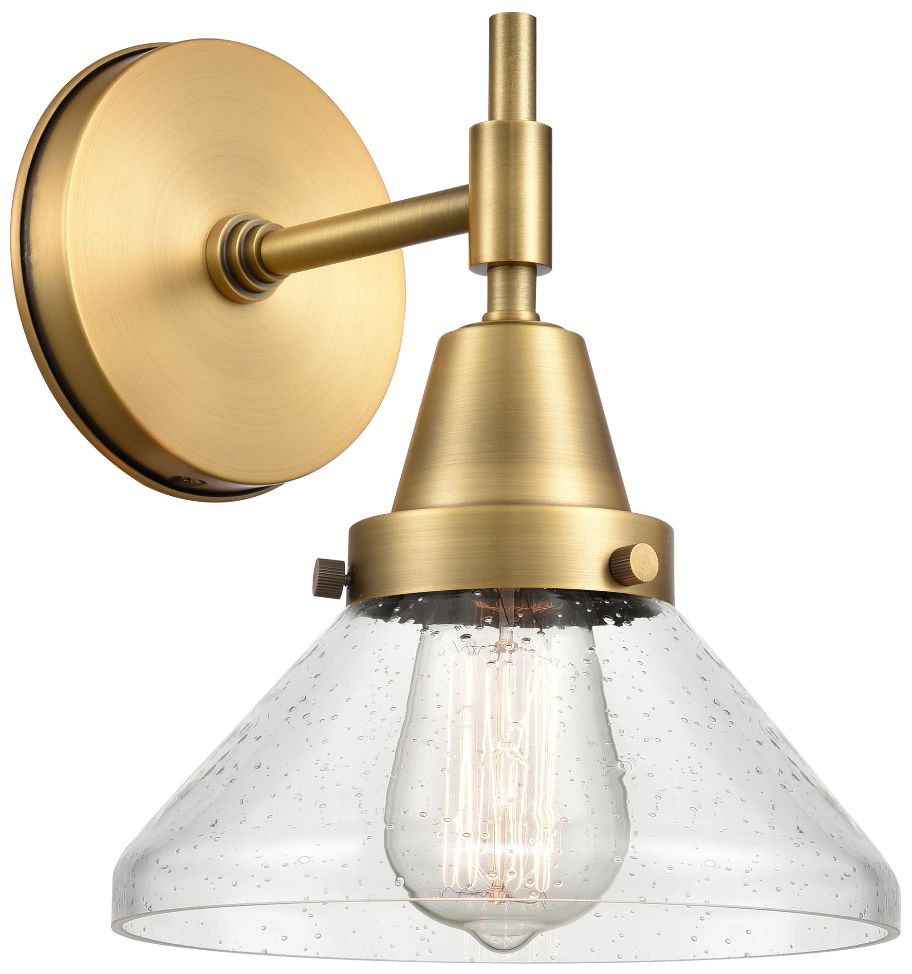 Caden 9.25" High Brushed Brass Sconce w/ Seedy Shade