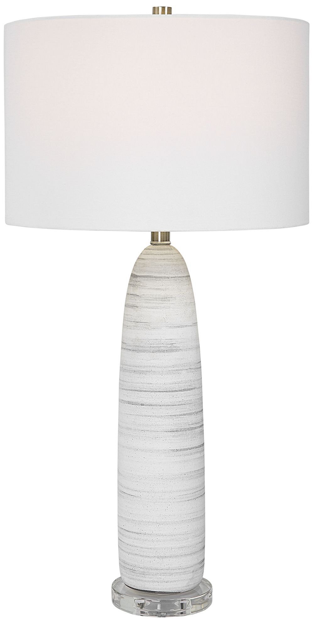 Uttermost Levadia Matte White and Light Gray Ceramic Table Lamp
