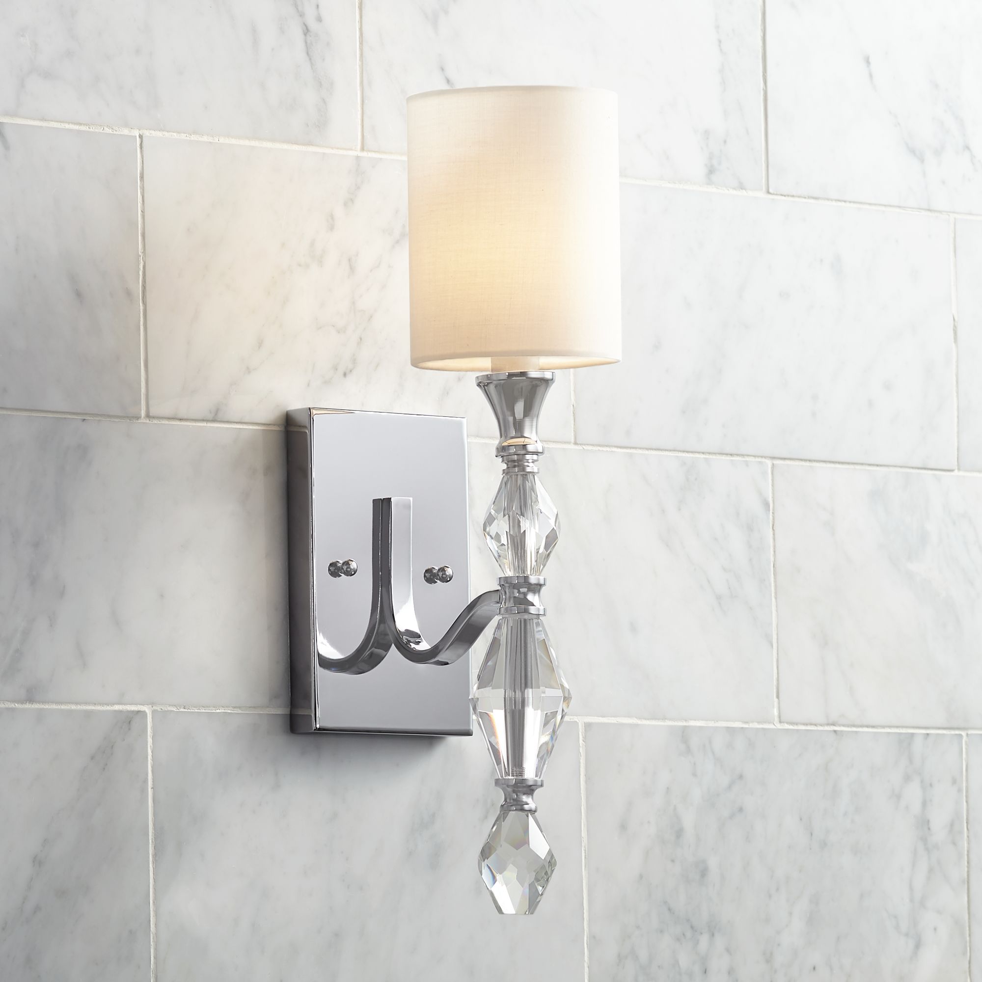 Evi 16 1/2" High Chrome and Crystal Wall Sconce