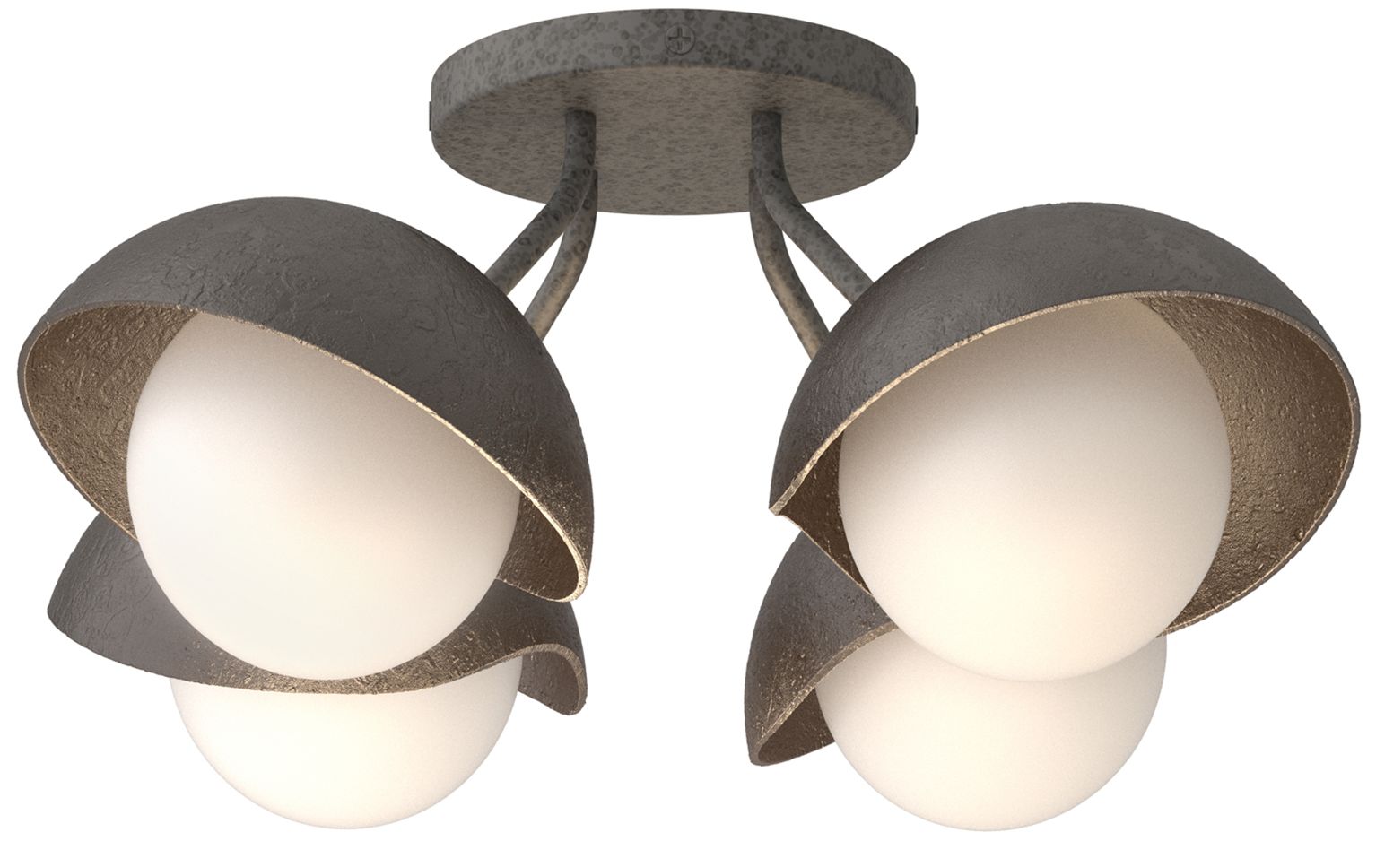 Brooklyn 4-Light Single Shade Semi-Flush - Iron - Bronze - Opal Glass