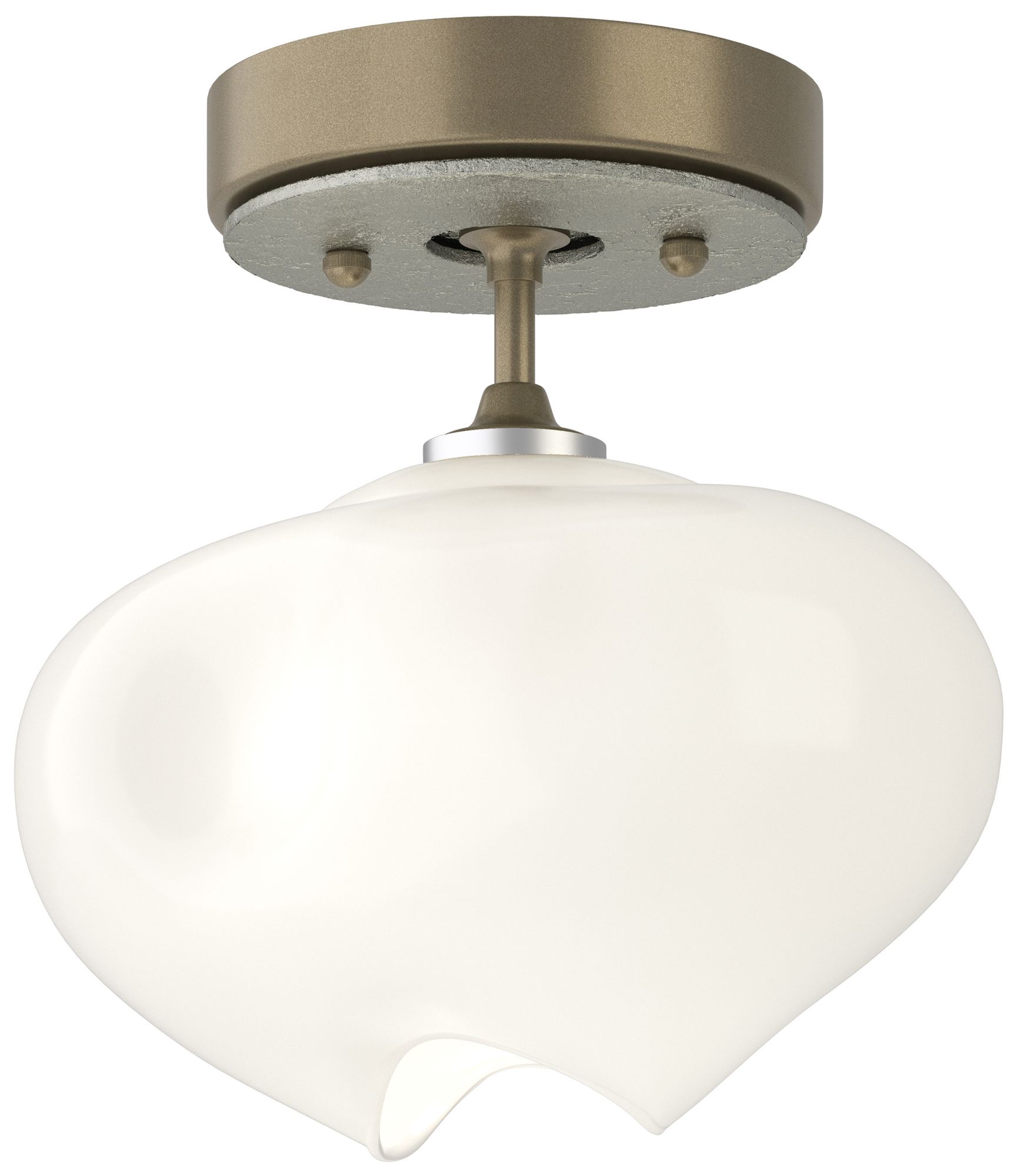 Ume 6.3" Wide Sterling Accented Soft Gold Semi-Flush With Frosted Glas