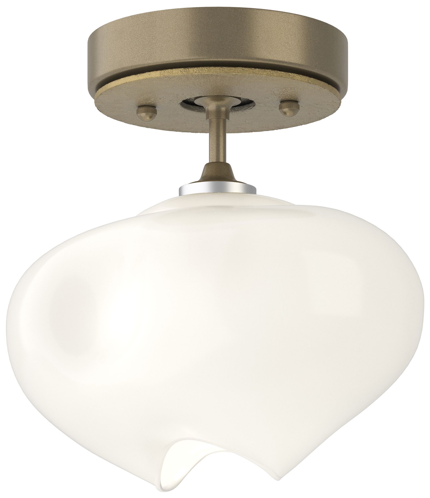 Ume 6.3"W Modern Brass Accented Soft Gold Semi-Flush With Frosted Glas