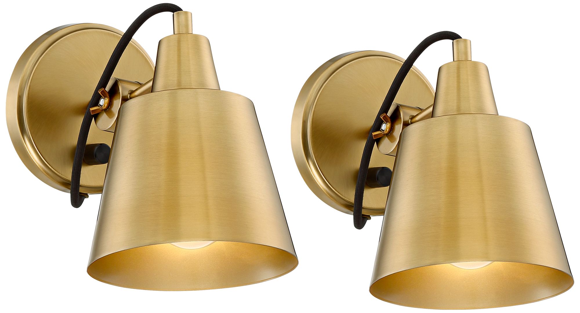 Possini Euro Capetown 8" High Warm Brass Swivel Wall Sconce Set of 2