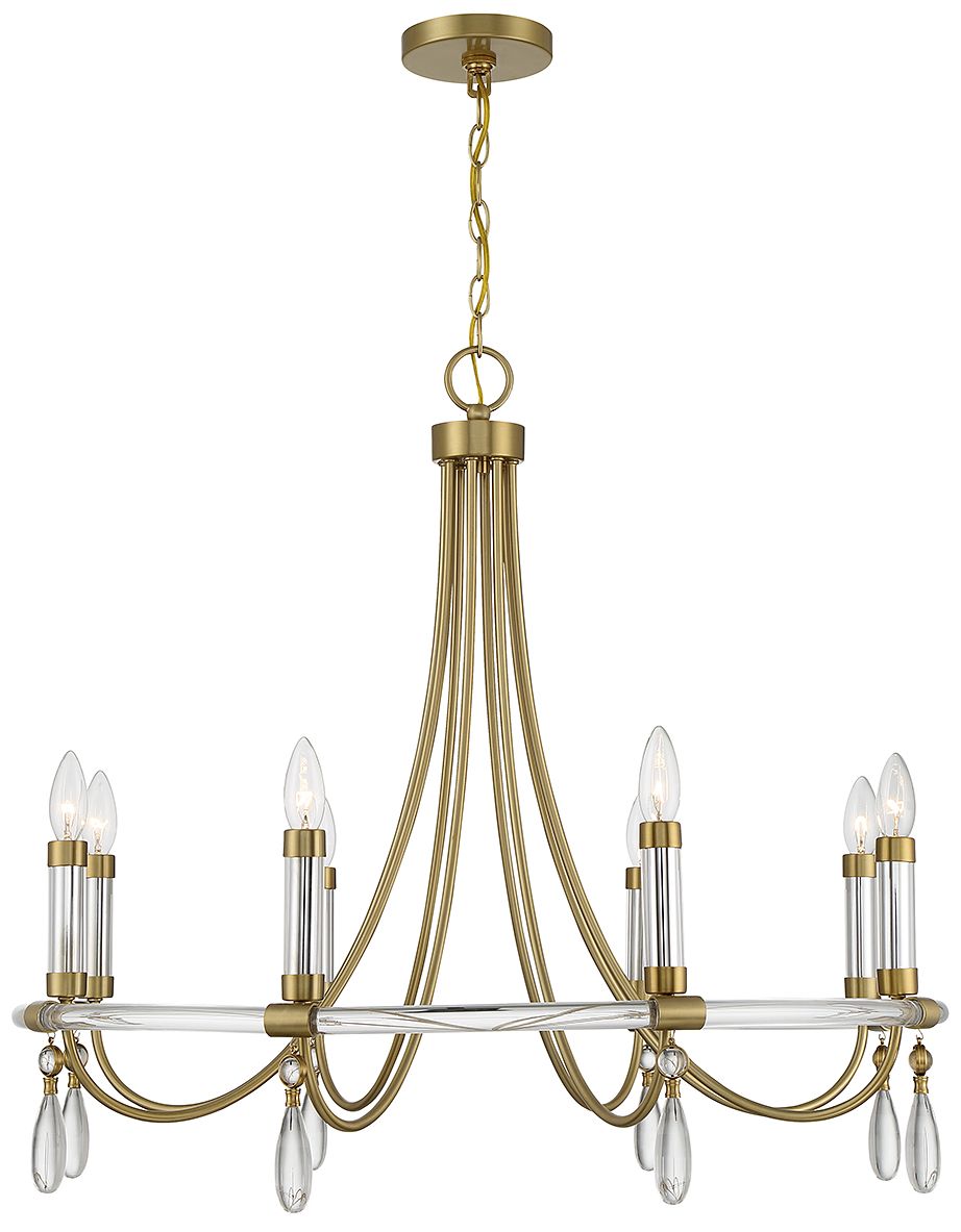 Savoy House Mayfair 30" Wide Warm Brass and Chrome 8-Light Chandelier