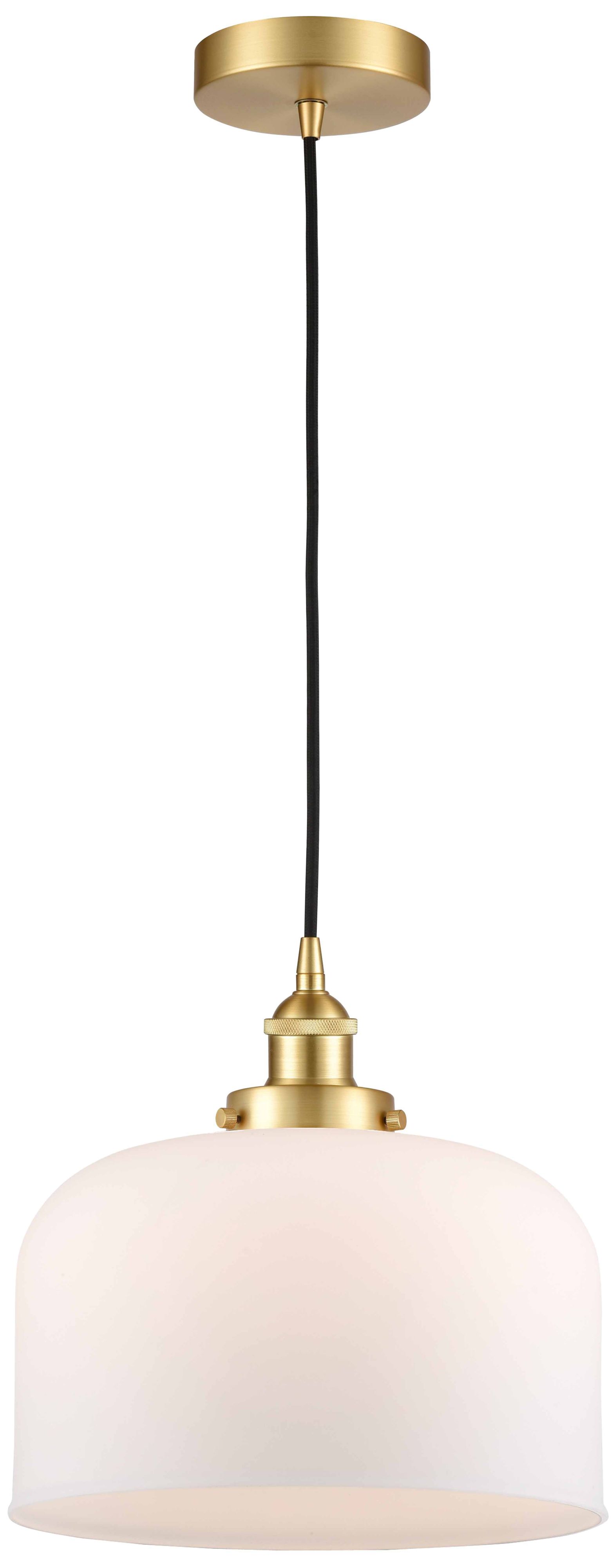 Bell 12" LED Mini Pendant - Satin Gold - Matte White Shade