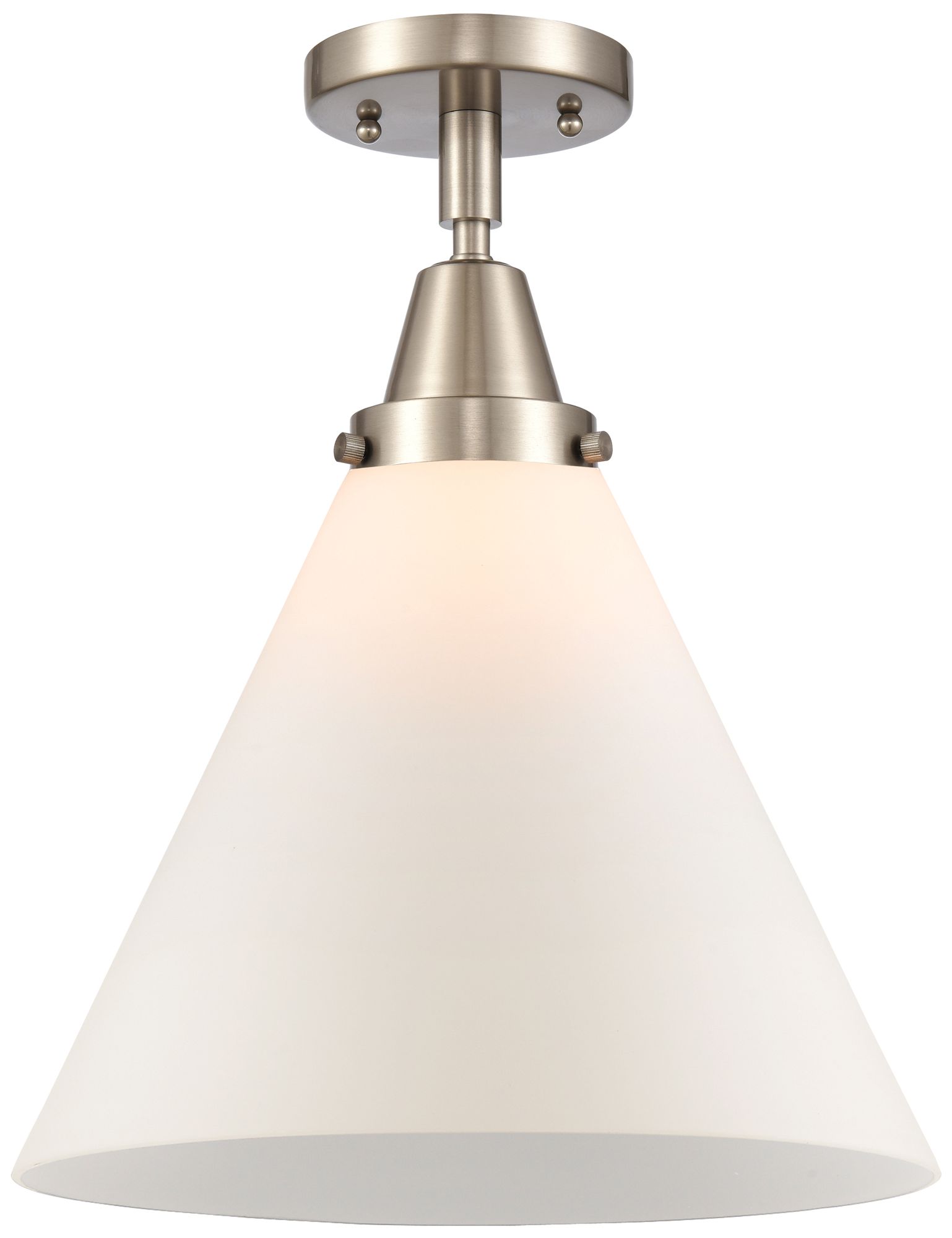Caden Cone 12" LED Flush Mount - Brushed Satin Nickel - Matte White Sh