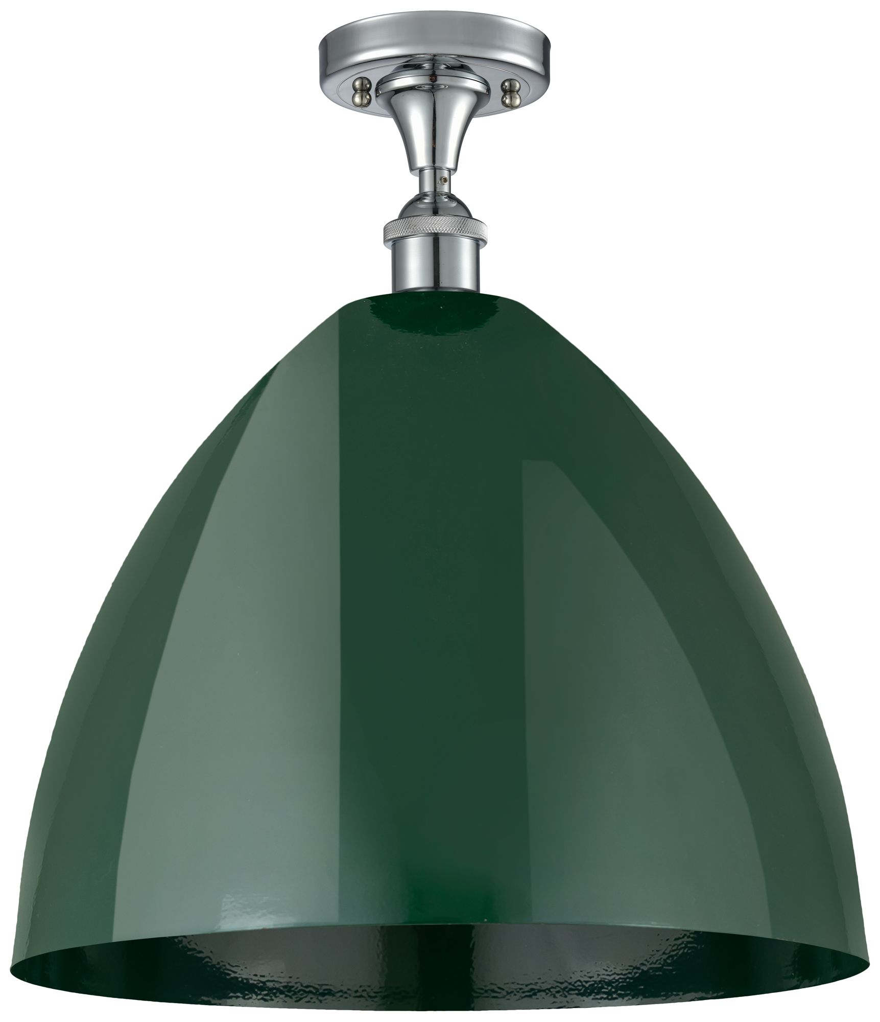 Plymouth Dome 16" Wide Polished Chrome Semi Flush Mount w/ Green Shade