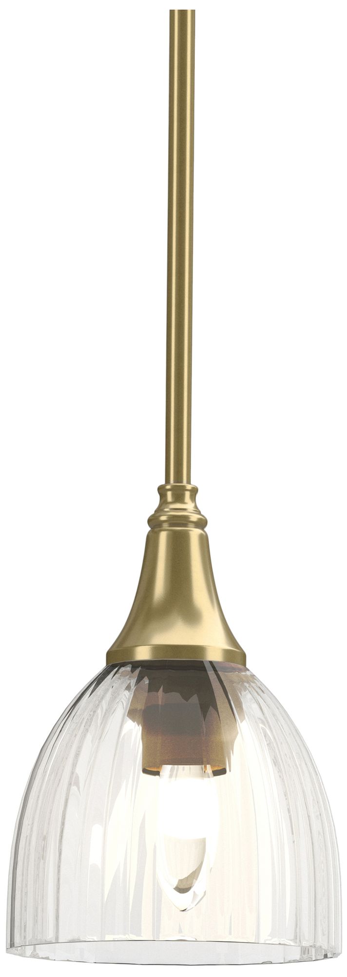 Trumpet 2.8" Wide Modern Brass Mini-Pendant With Water Glass Shade