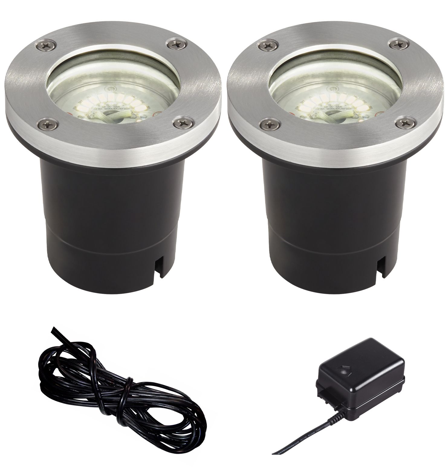 Teka 3 3/4"W Black 4-Piece LED In-Ground Landscape Light Kit