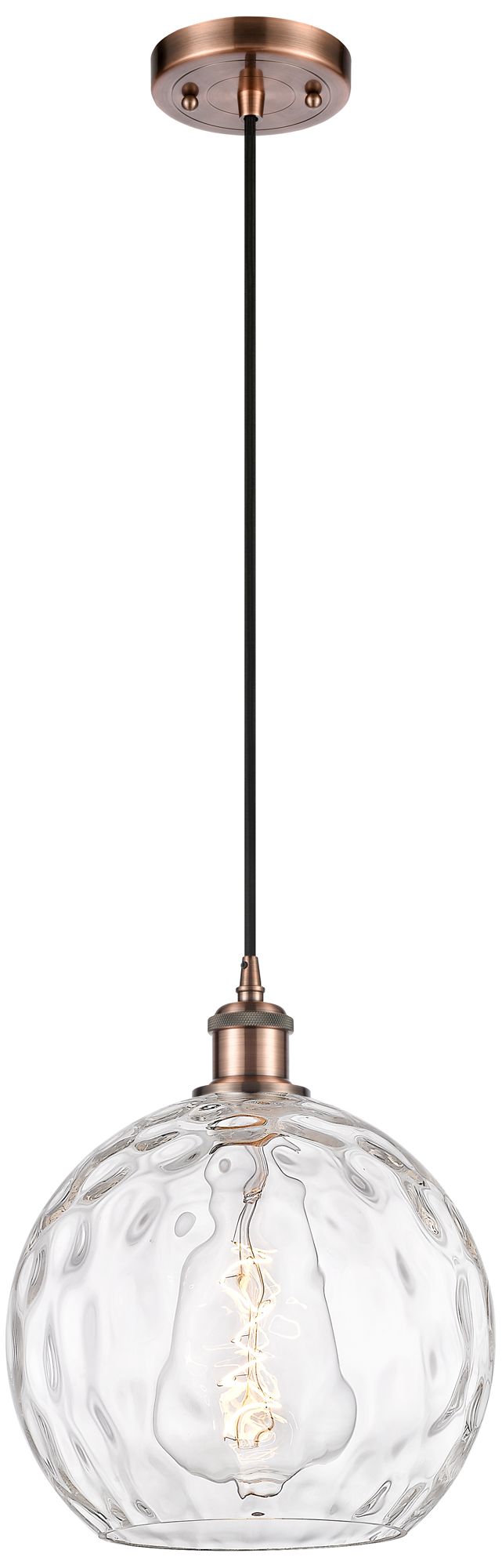 Ballston Athens Water Glass 10" LED Mini Pendant - Copper - Clear