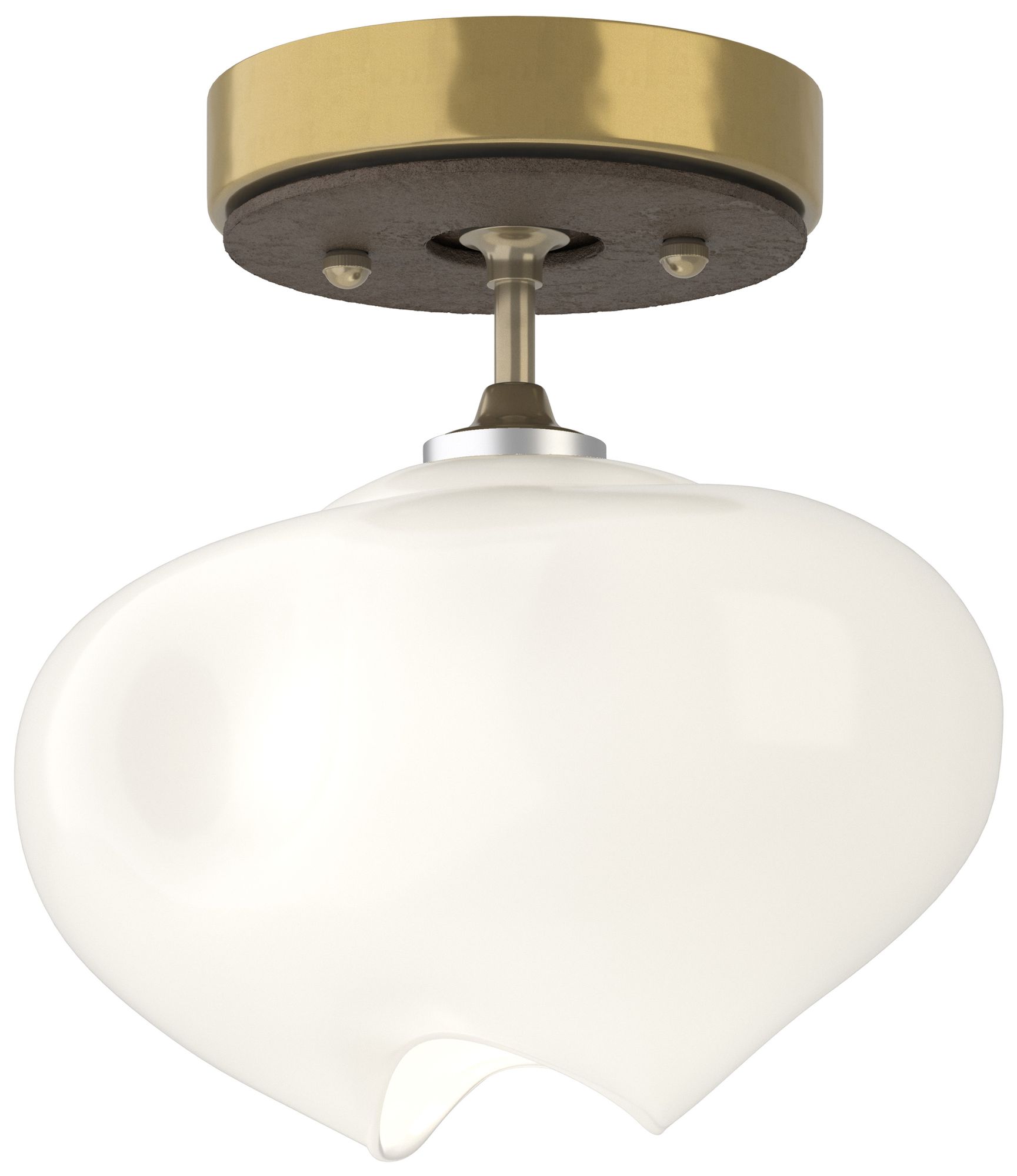 Ume 6.3" Wide Bronze Accented Modern Brass Semi-Flush With Frosted Gla