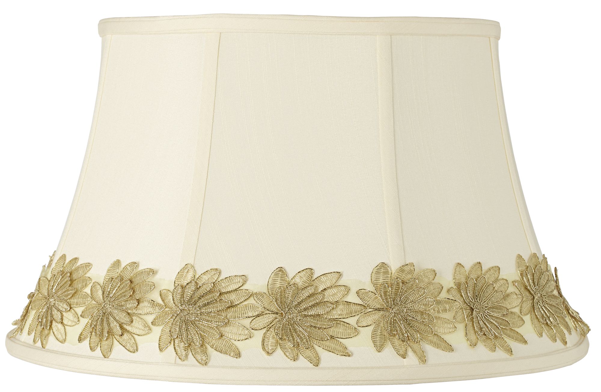 Creme Shade with Gold Flower Trim 13x19x11 (Spider)