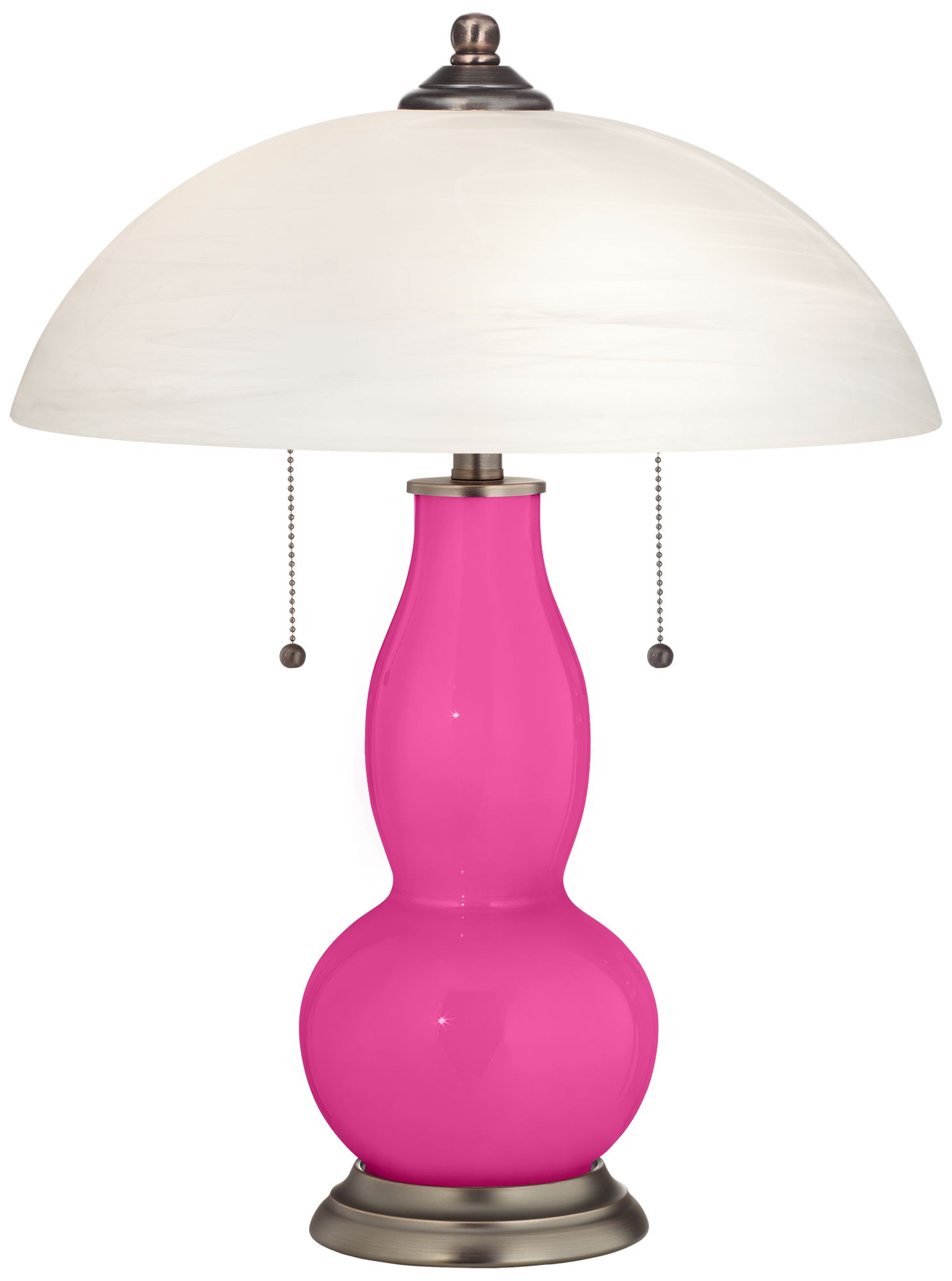 Fuchsia Gourd-Shaped Table Lamp with Alabaster Shade